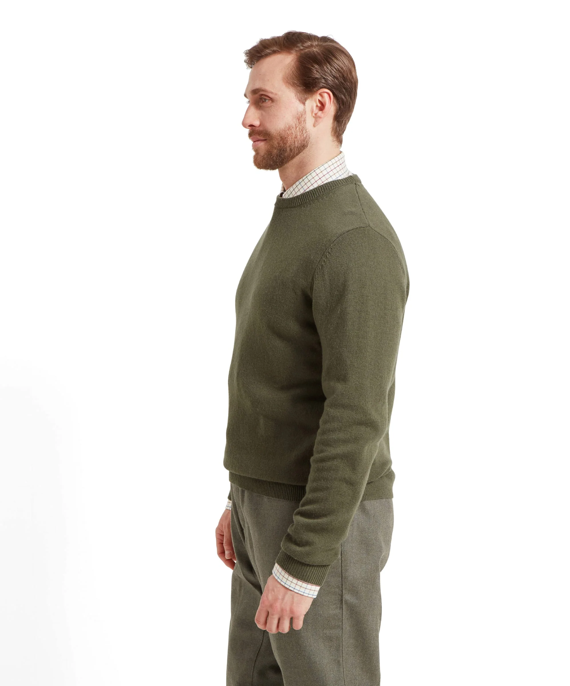 Lewis Lambswool Crew Neck Jumper - Woodland - Image 4