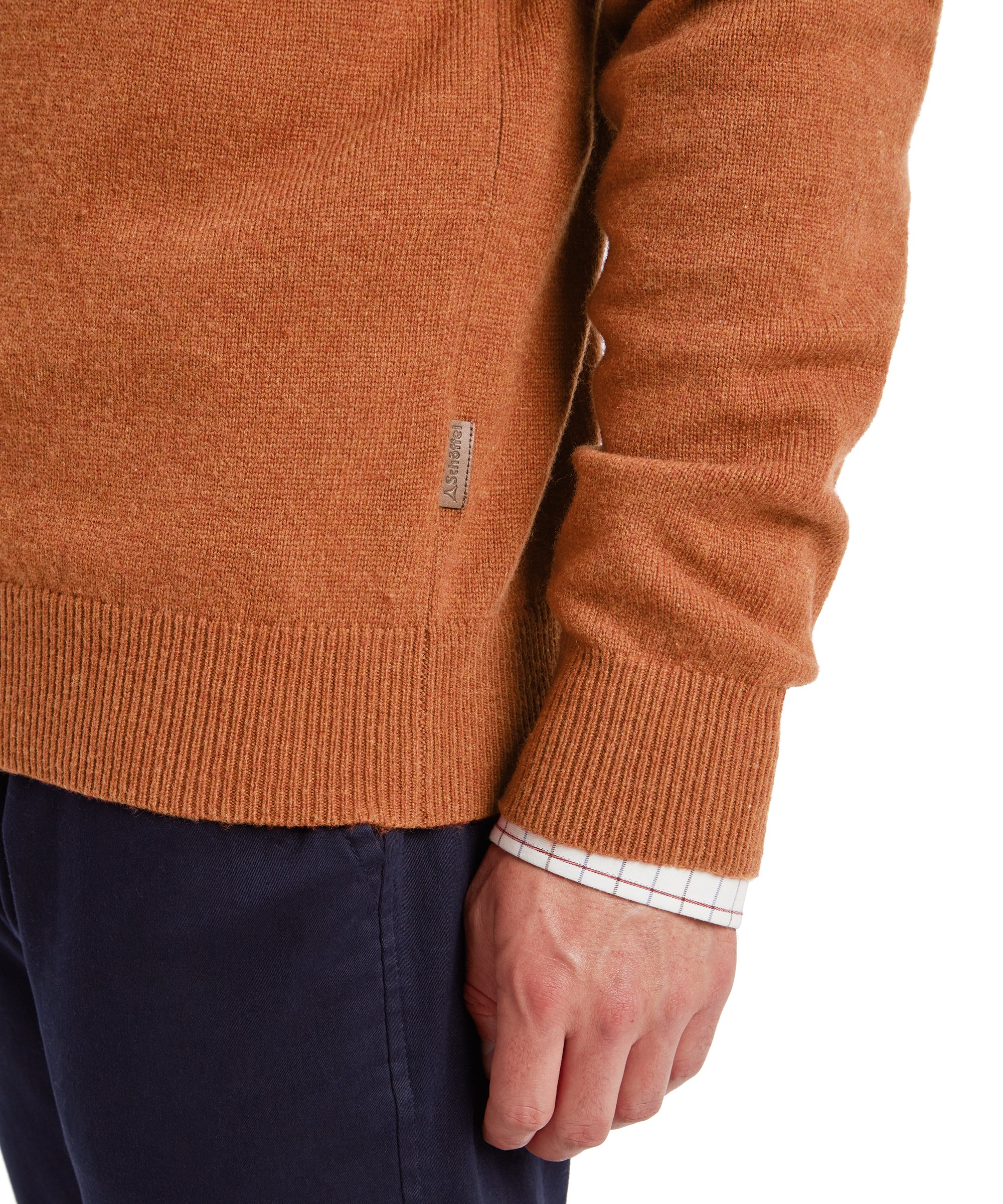 Lewis Lambswool Quarter Zip Jumper - Brick - Image 7