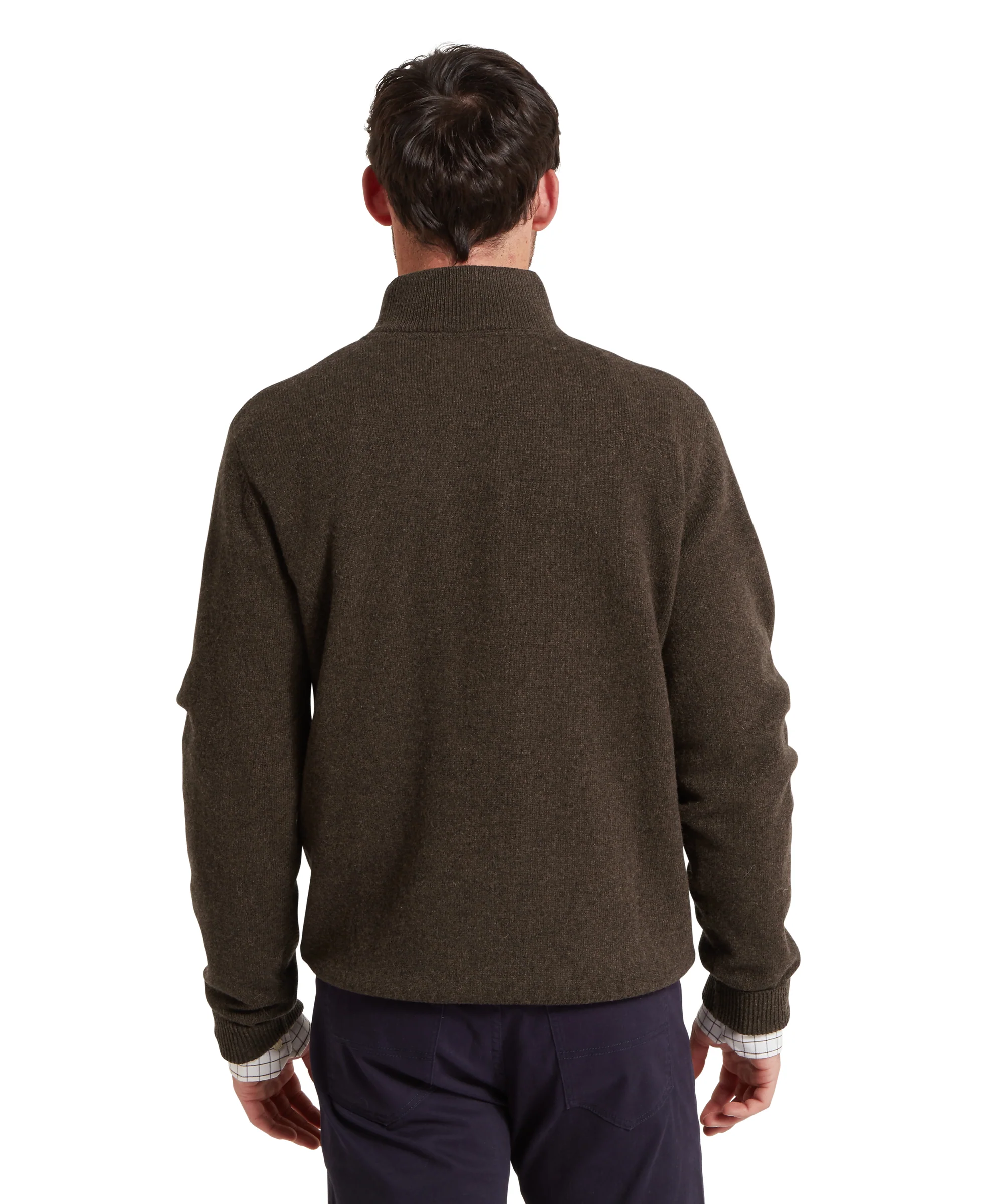 Lewis Lambswool Quarter Zip Jumper - Chocolate - Image 5