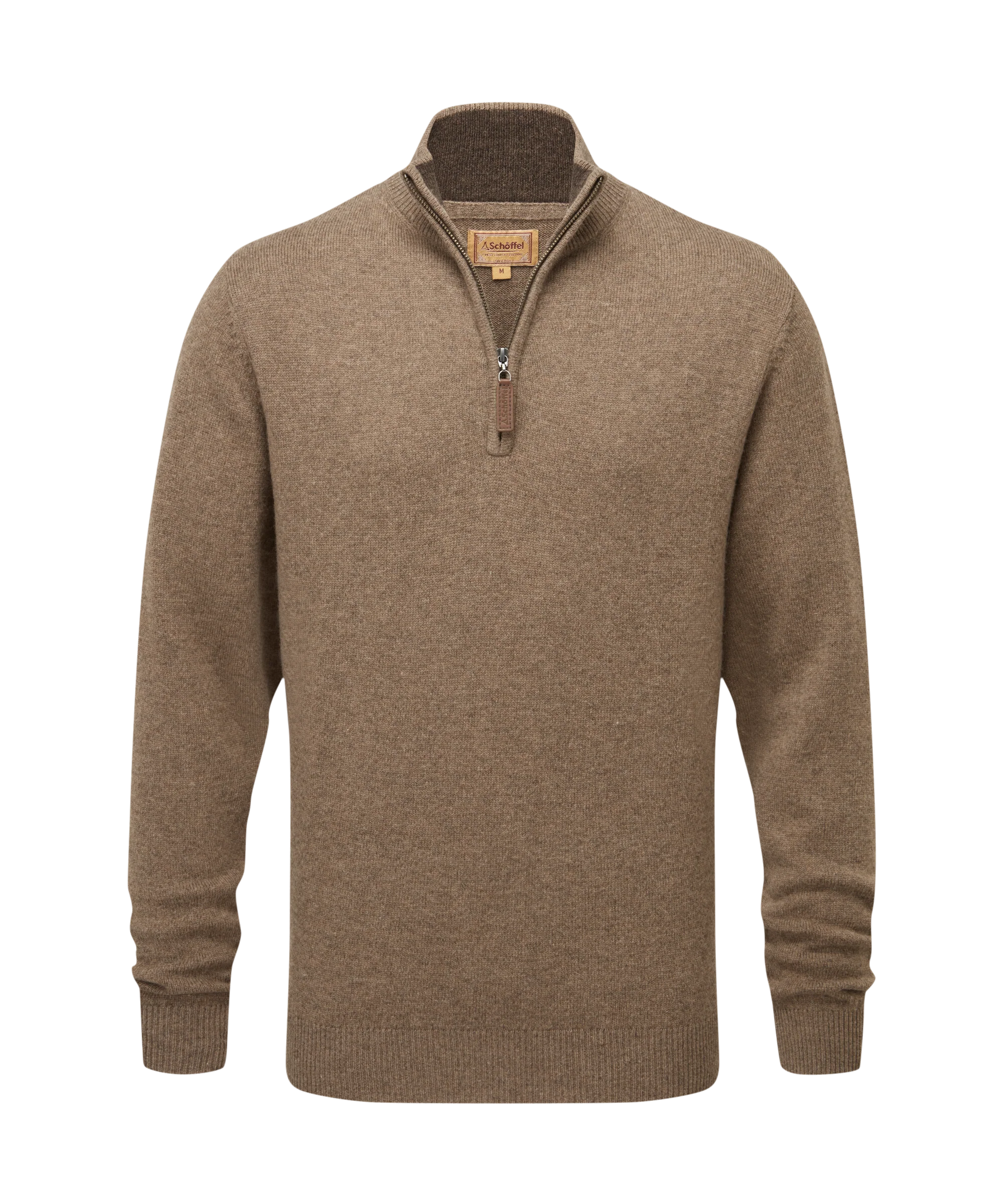 Lewis Lambswool Quarter Zip Jumper - Mushroom