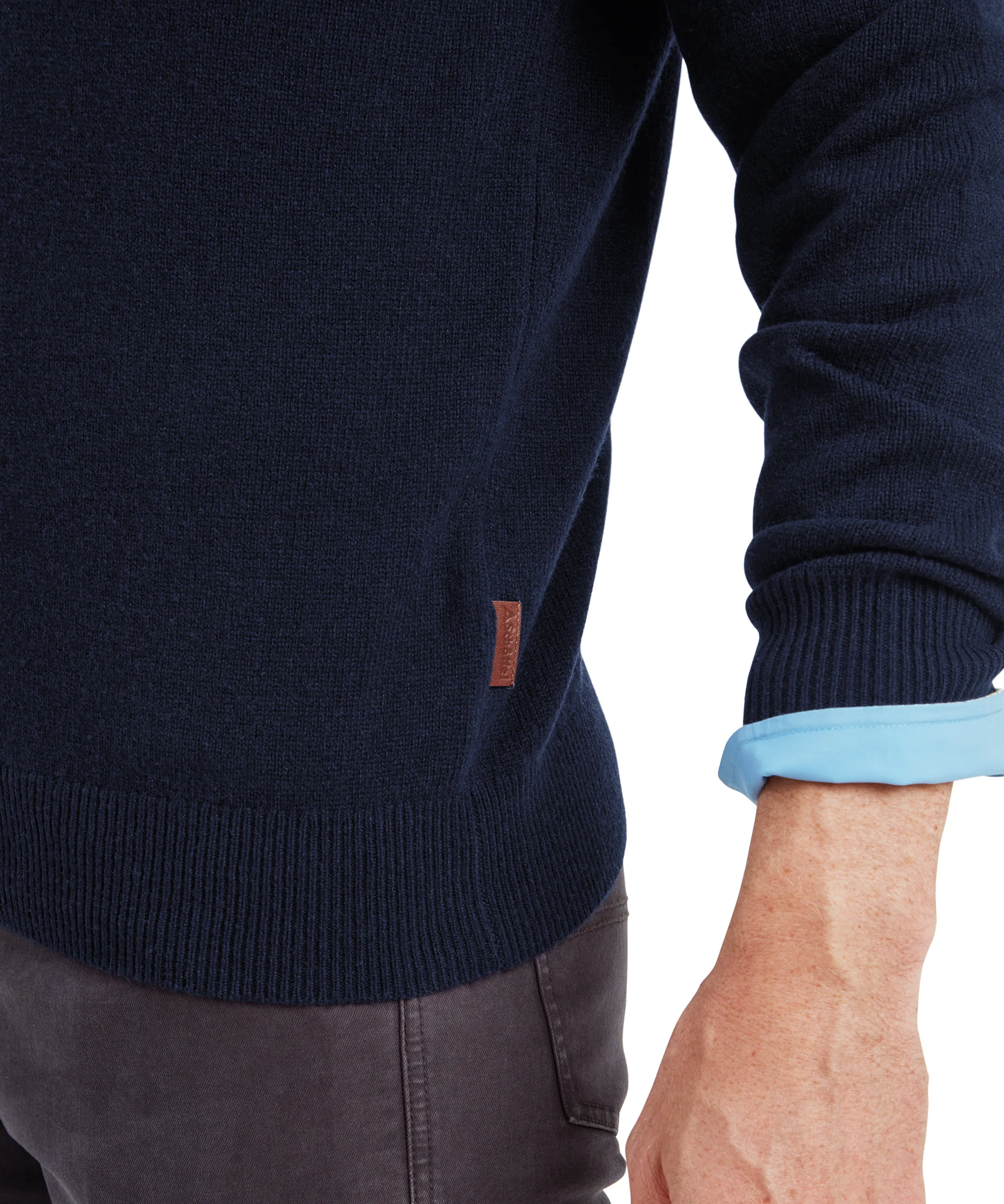 Lewis Lambswool Quarter Zip Jumper - Navy - Image 2