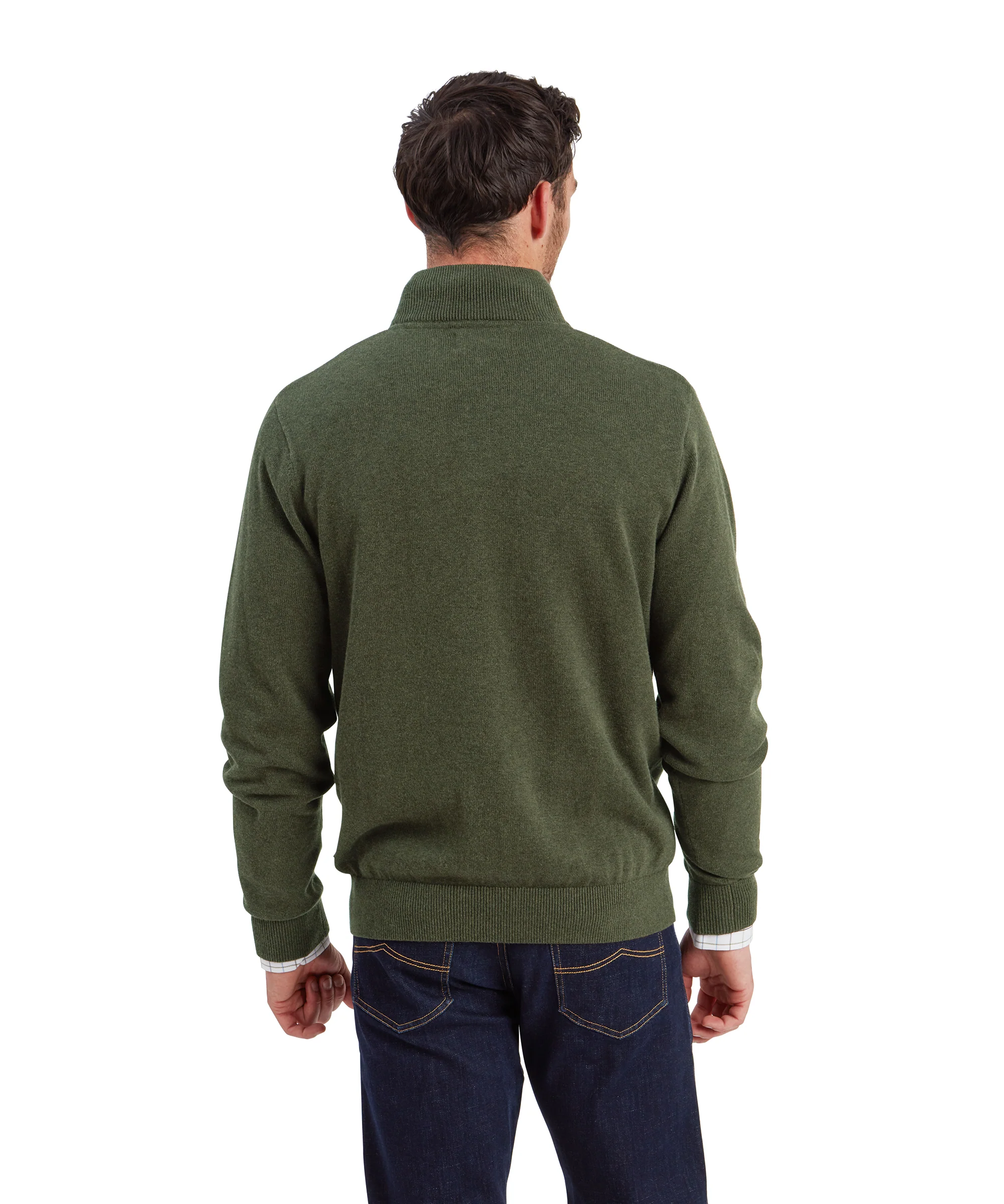 Lewis Lambswool Quarter Zip Jumper - Woodland - Image 5