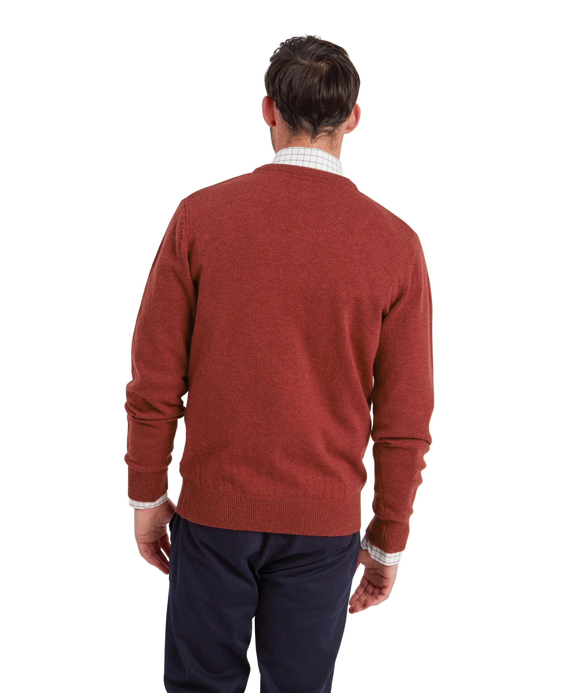 Lewis Lambswool V Neck Jumper - Deep Red - Image 5