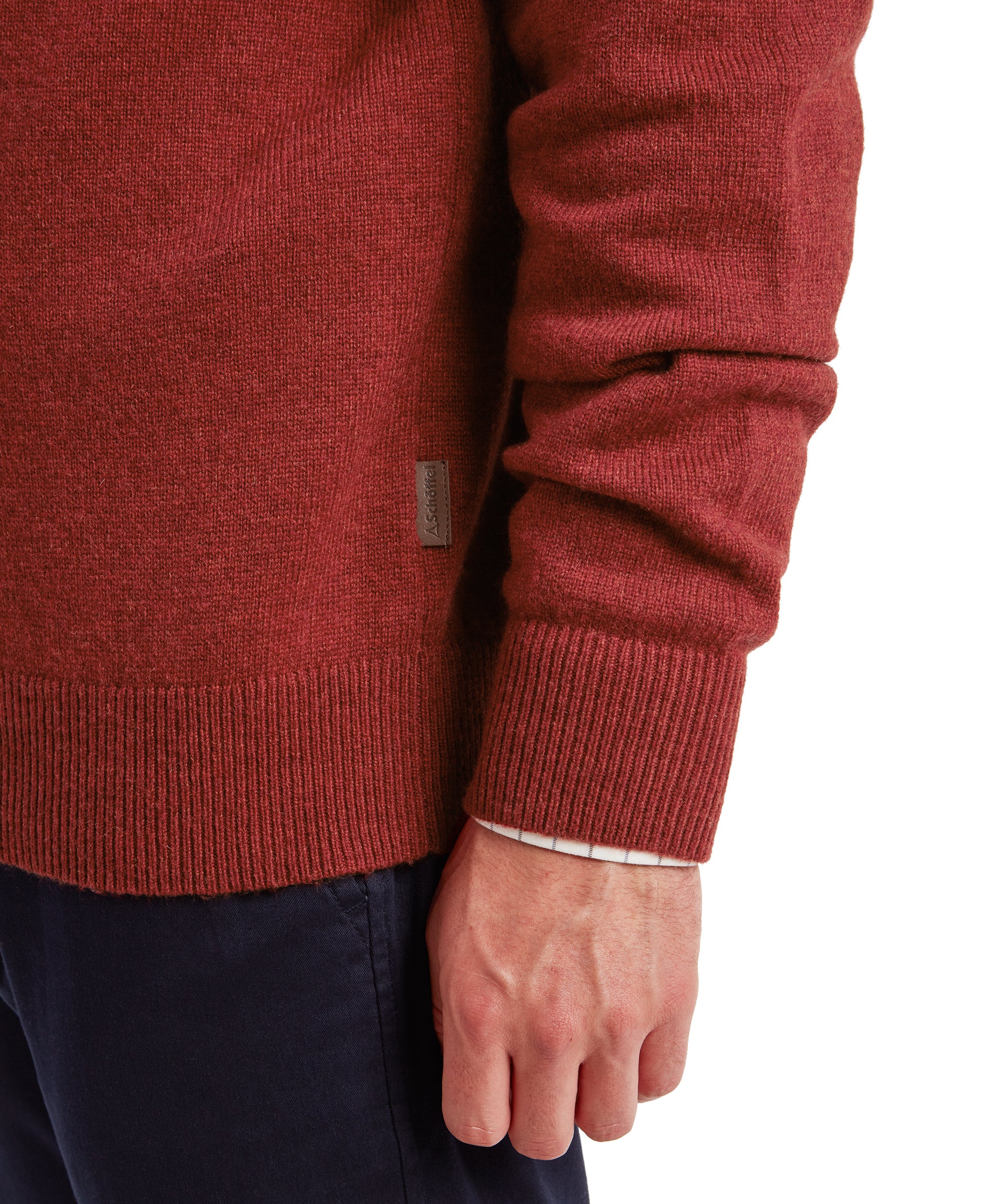 Lewis Lambswool V Neck Jumper - Deep Red - Image 6