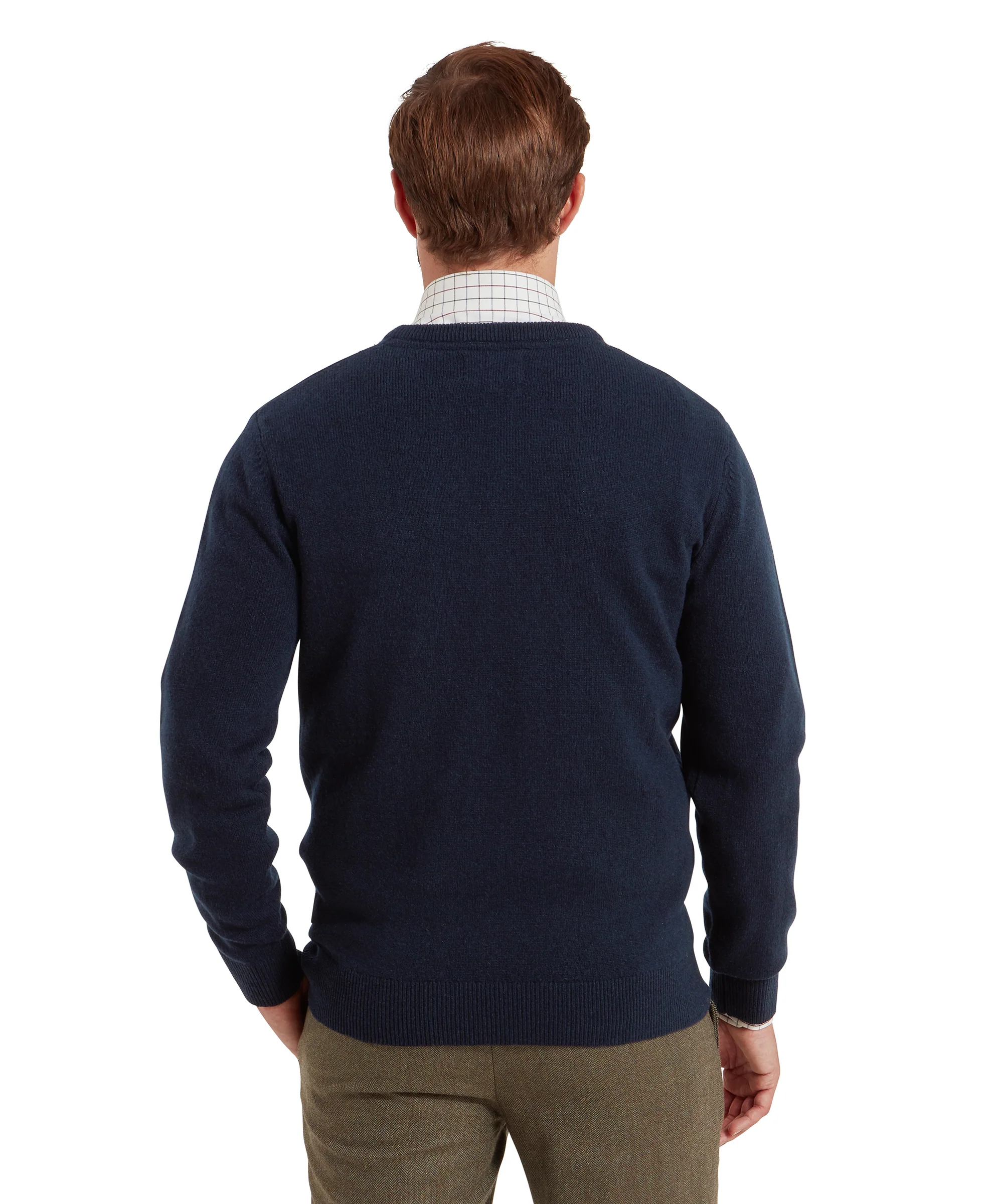 Lewis Lambswool V Neck Jumper - Navy - Image 5