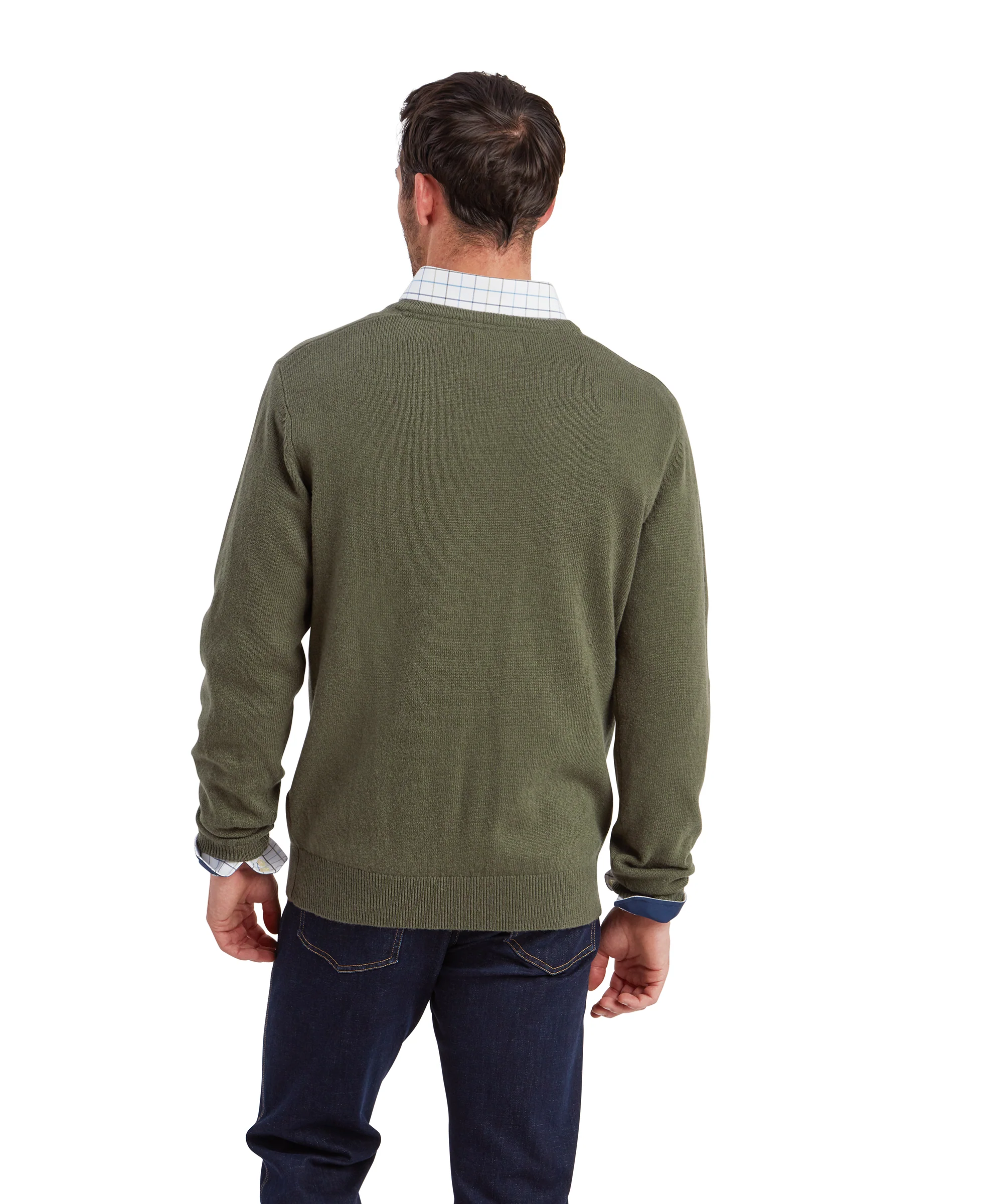 Lewis Lambswool V Neck Jumper - Woodland - Image 5