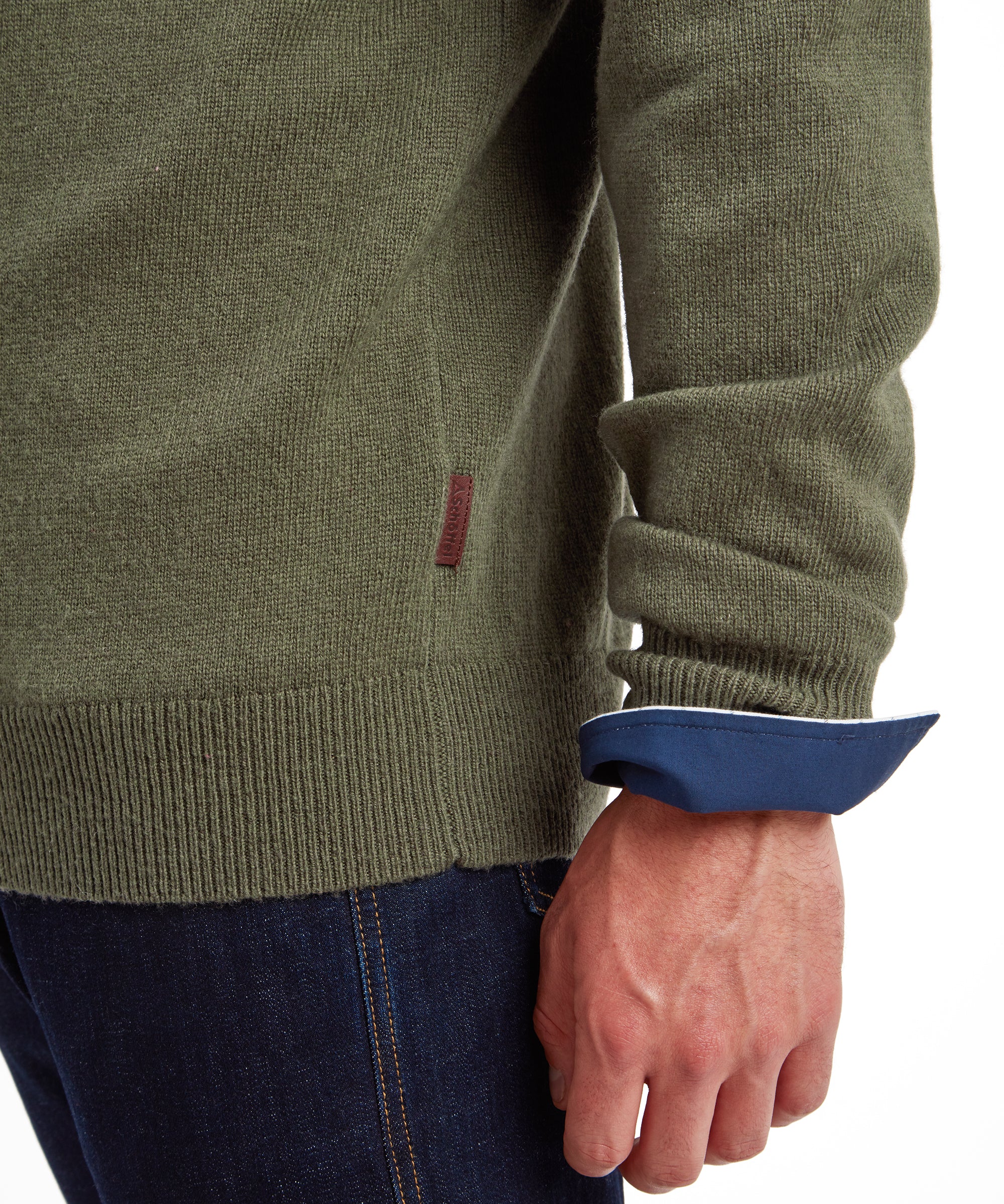 Lewis Lambswool V Neck Jumper - Woodland - Image 6