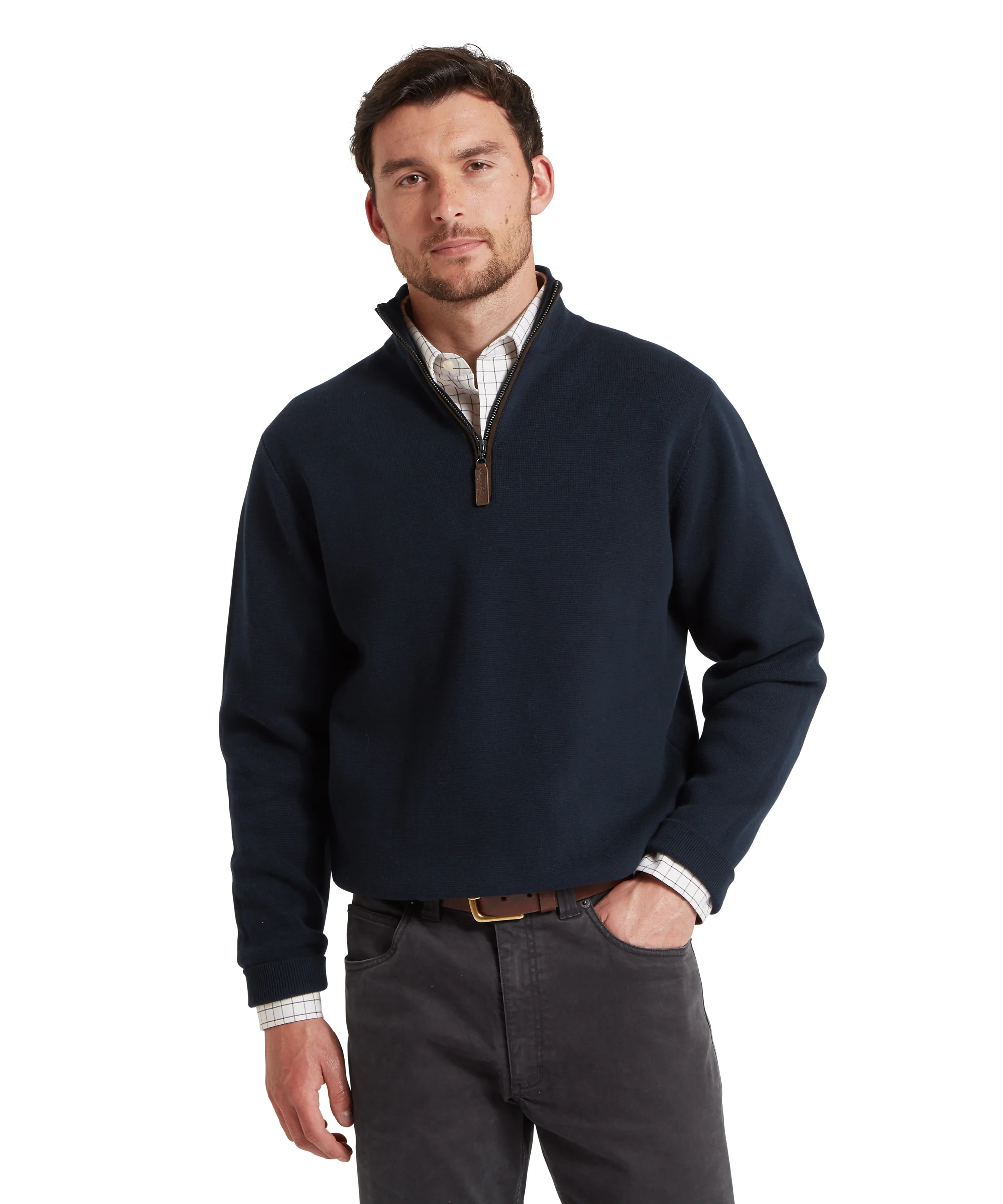 Marlow Quarter Zip Jumper - Navy - Image 2