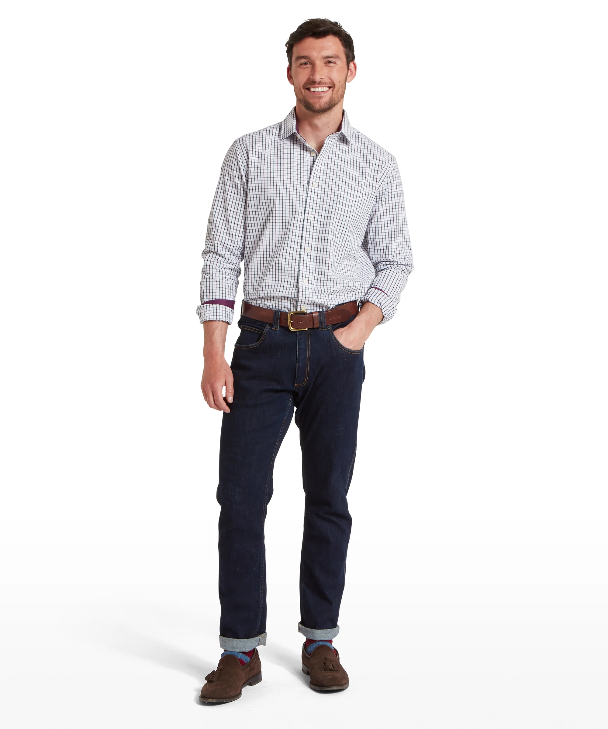 Milton Tailored Shirt - Plum/Botanical Green - Image 3