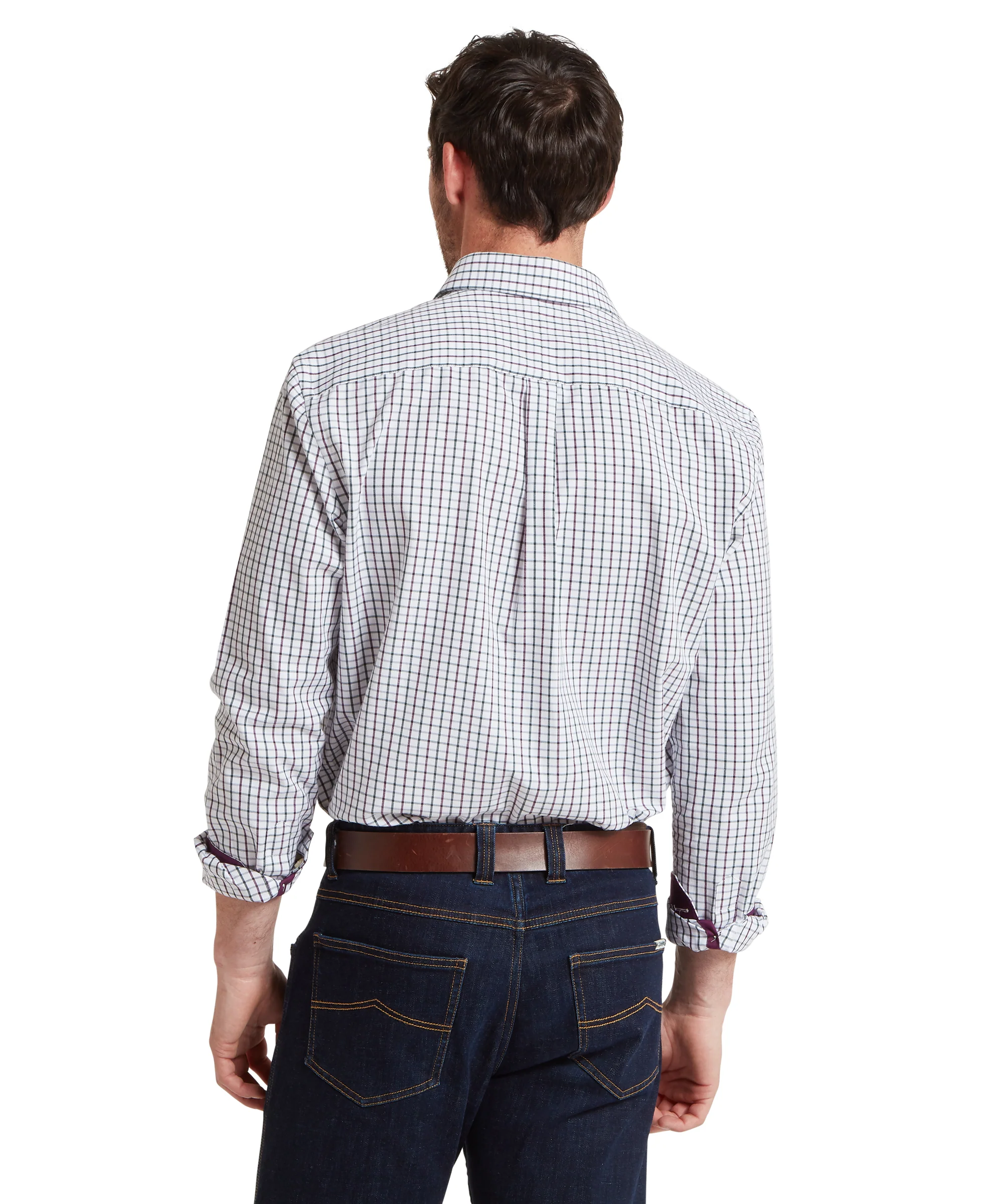 Milton Tailored Shirt - Plum/Botanical Green - Image 5