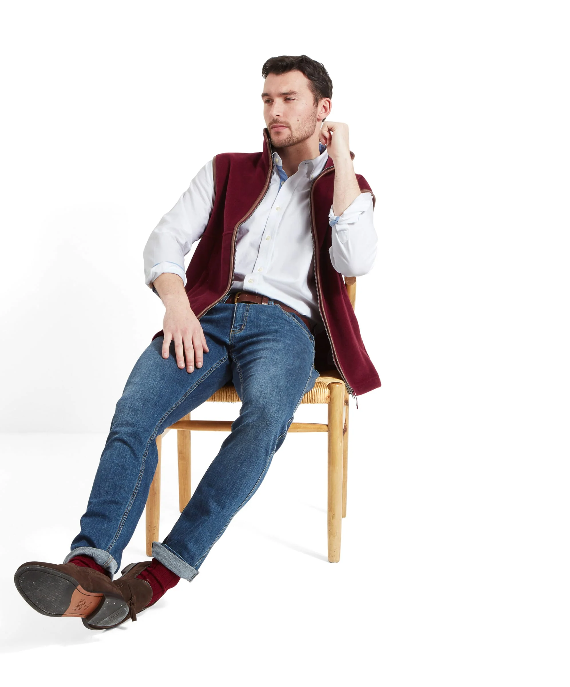 Oakham Fleece Gilet - Claret - Image 12