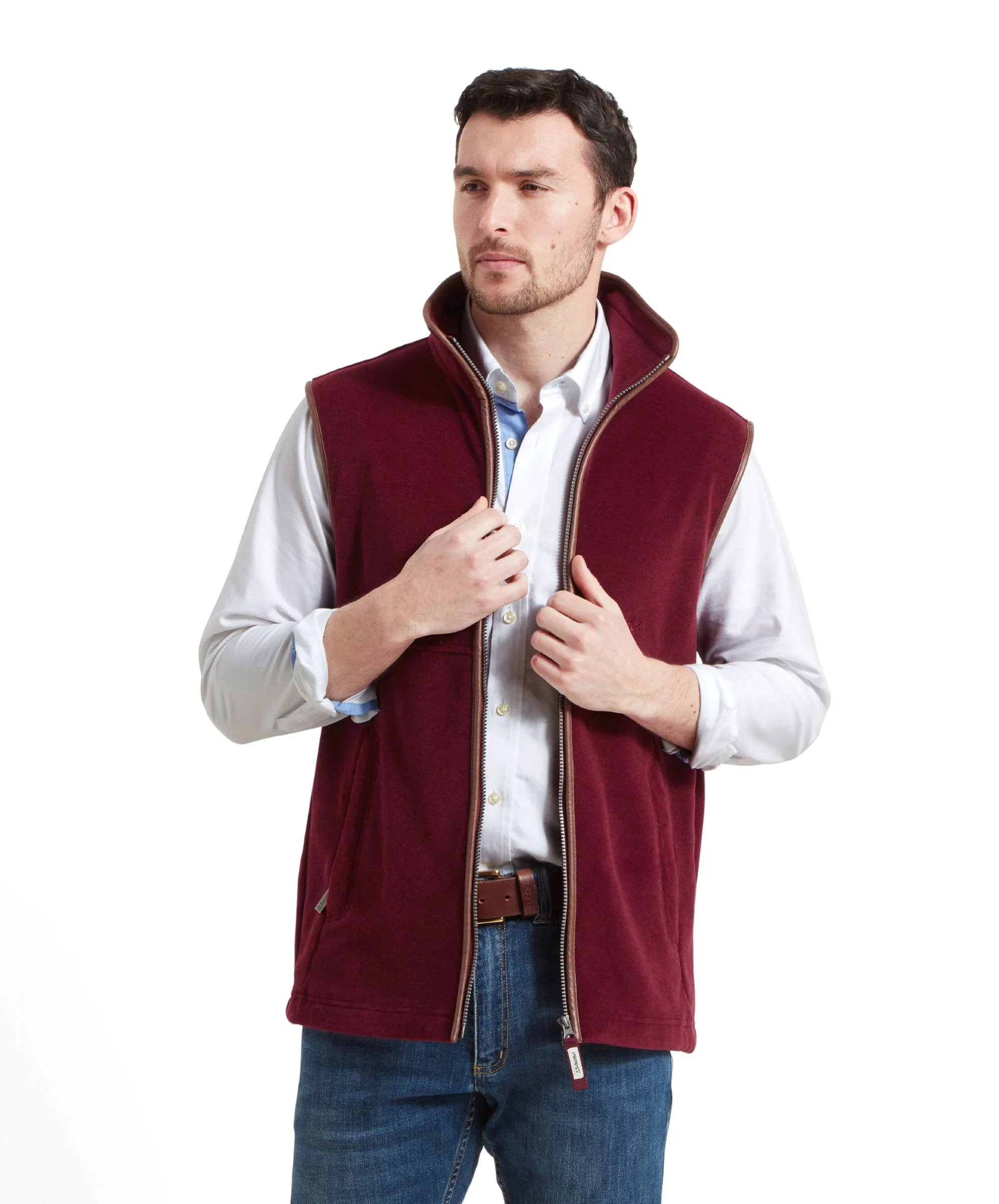 Oakham Fleece Gilet - Claret - Image 2
