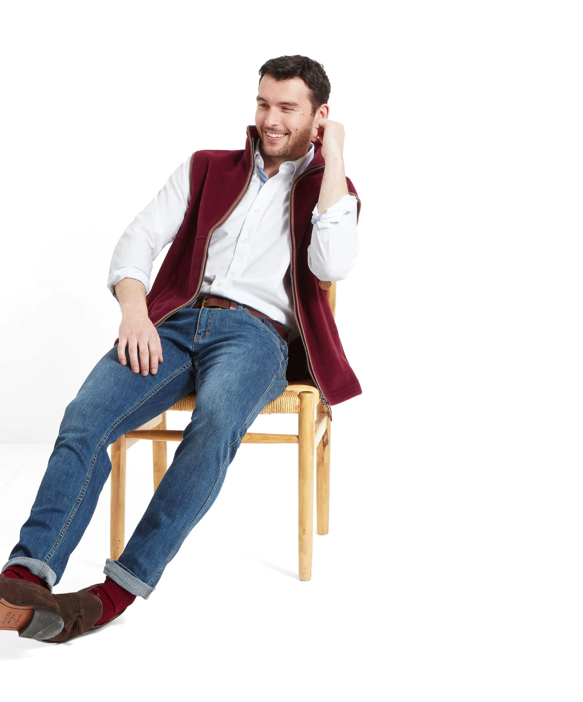 Oakham Fleece Gilet - Claret - Image 3