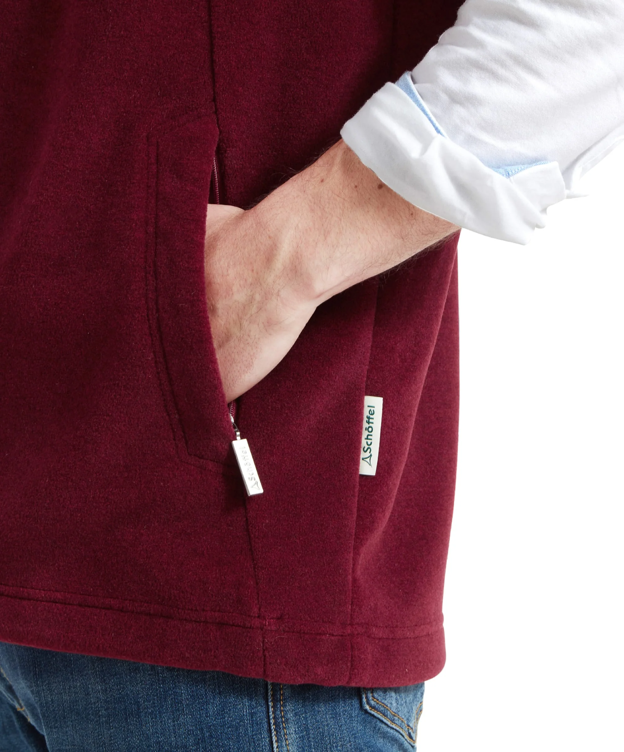 Oakham Fleece Gilet - Claret - Image 7