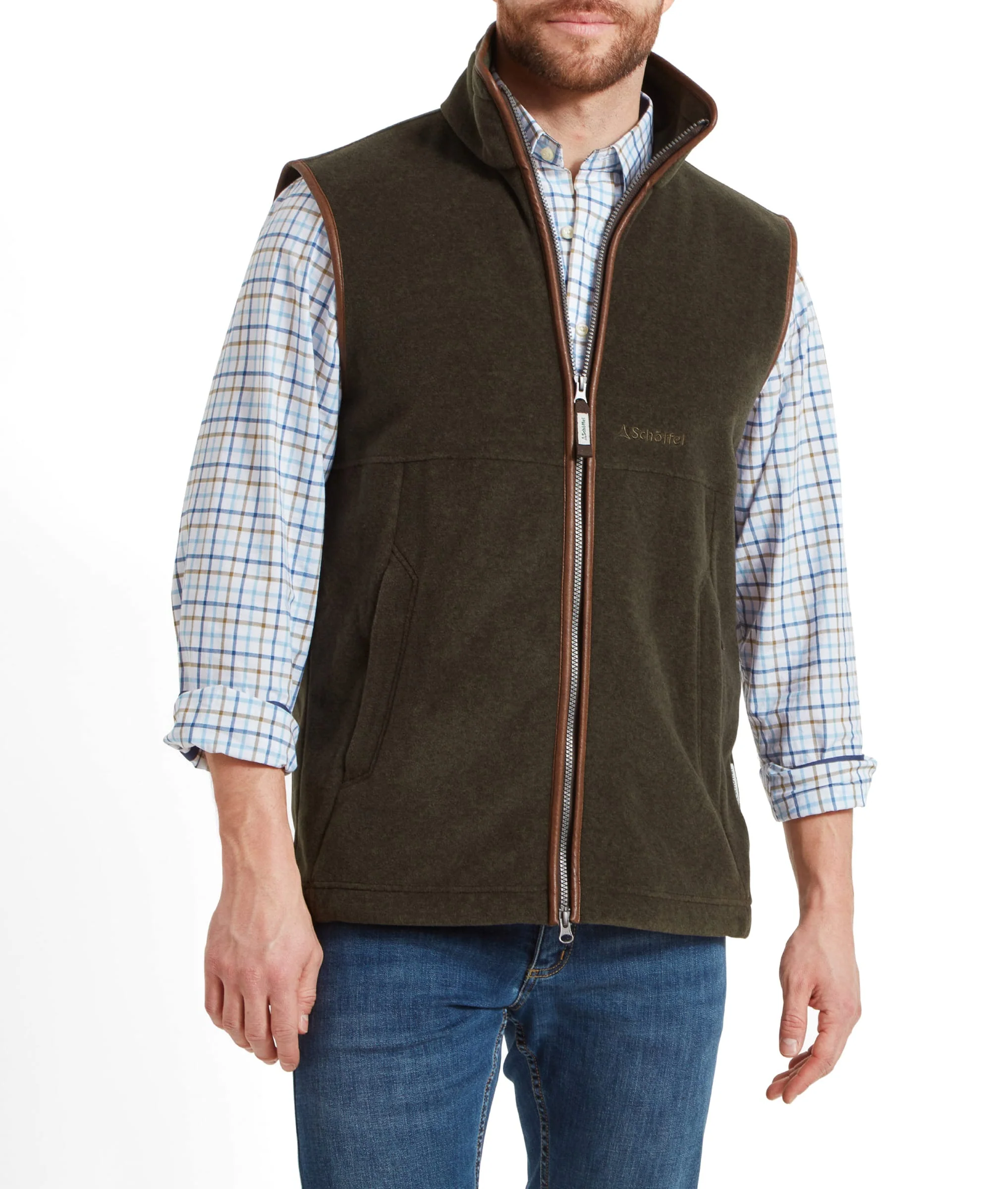 Oakham Fleece Gilet - Dark Olive - Image 8