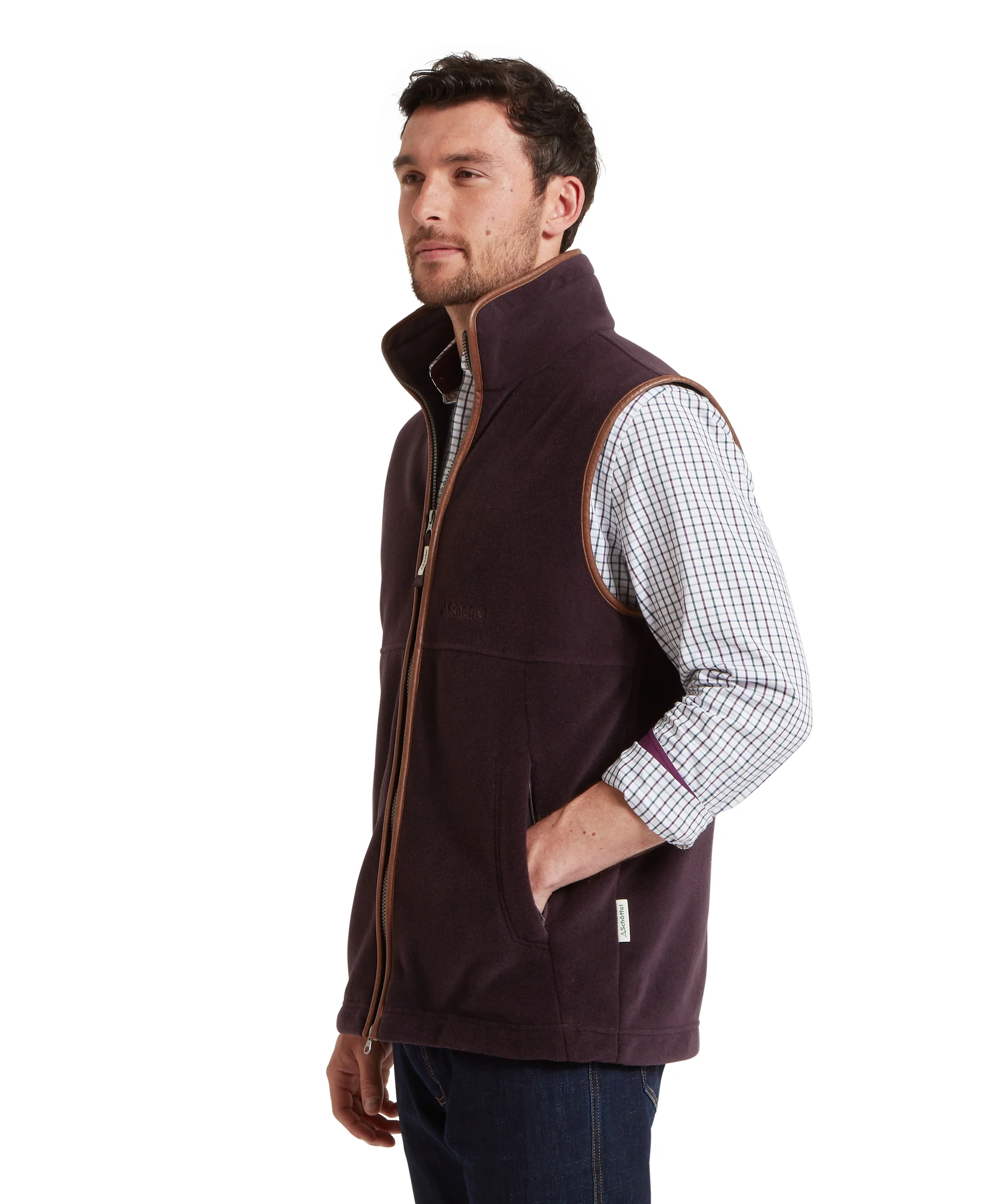 Oakham Fleece Gilet - Port - Image 5