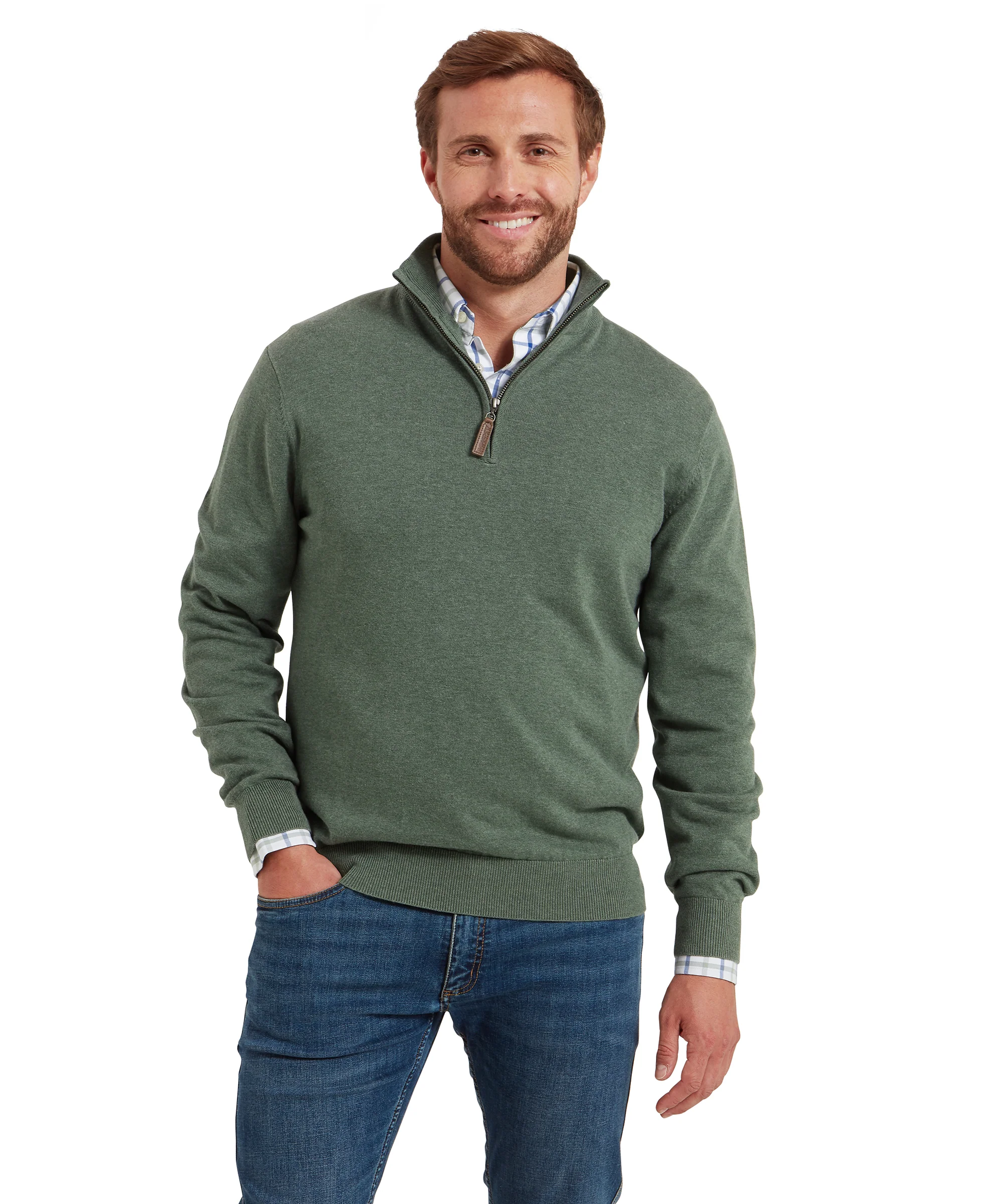 Porthmeor Quarter Zip Jumper - Country Green - Image 2