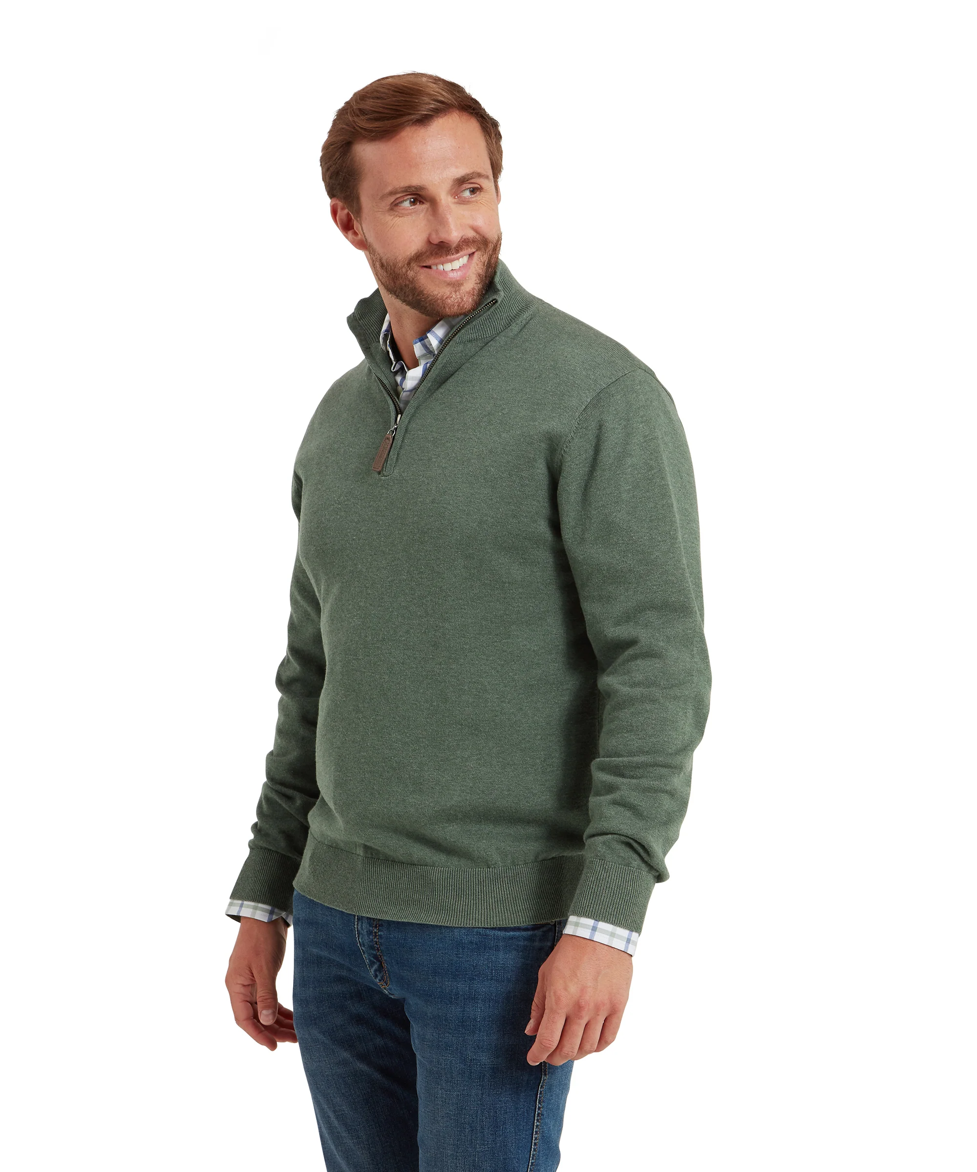 Porthmeor Quarter Zip Jumper - Country Green - Image 4