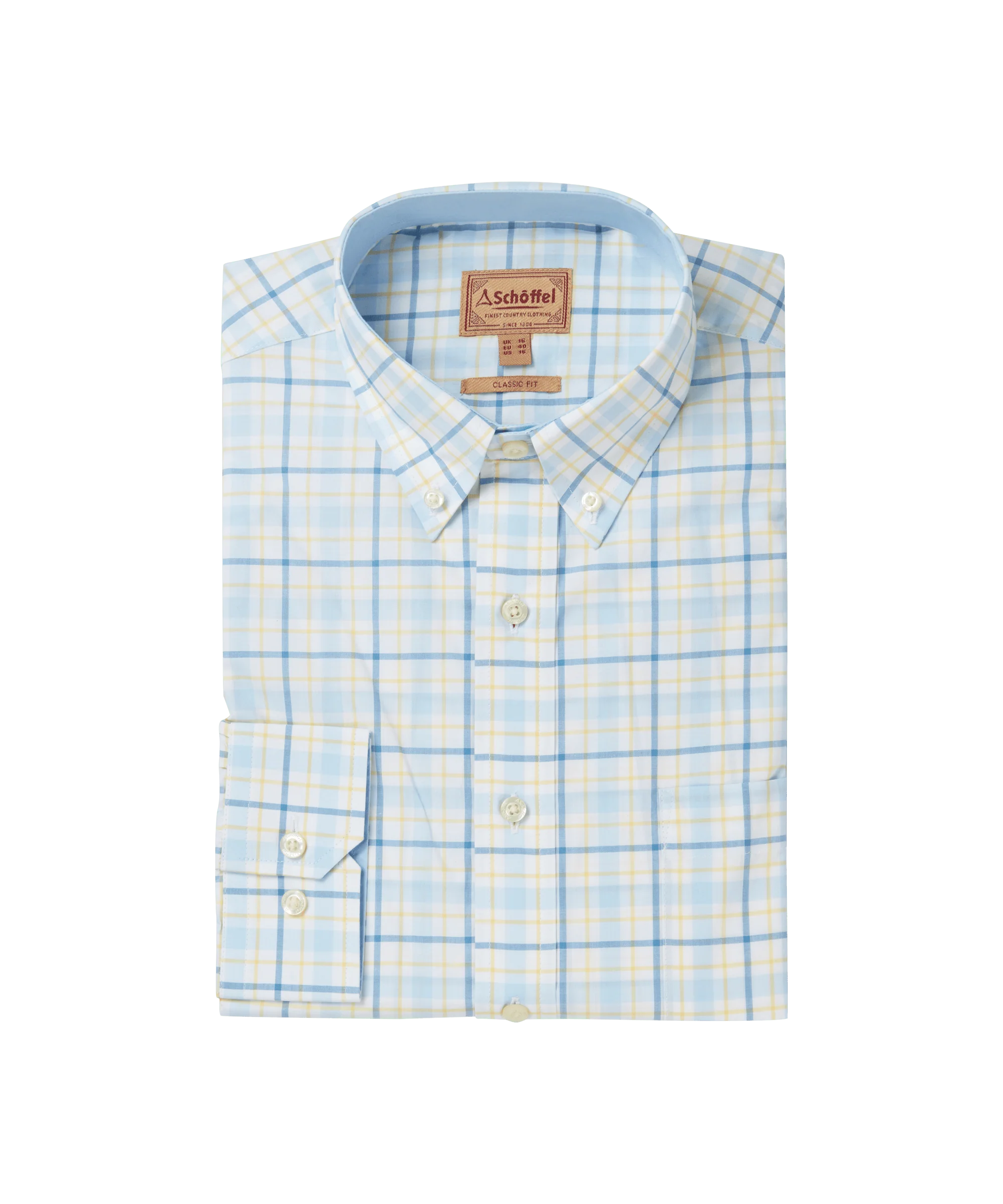 Polstead Classic Shirt - Sky Blue/Pale Blue/Yellow