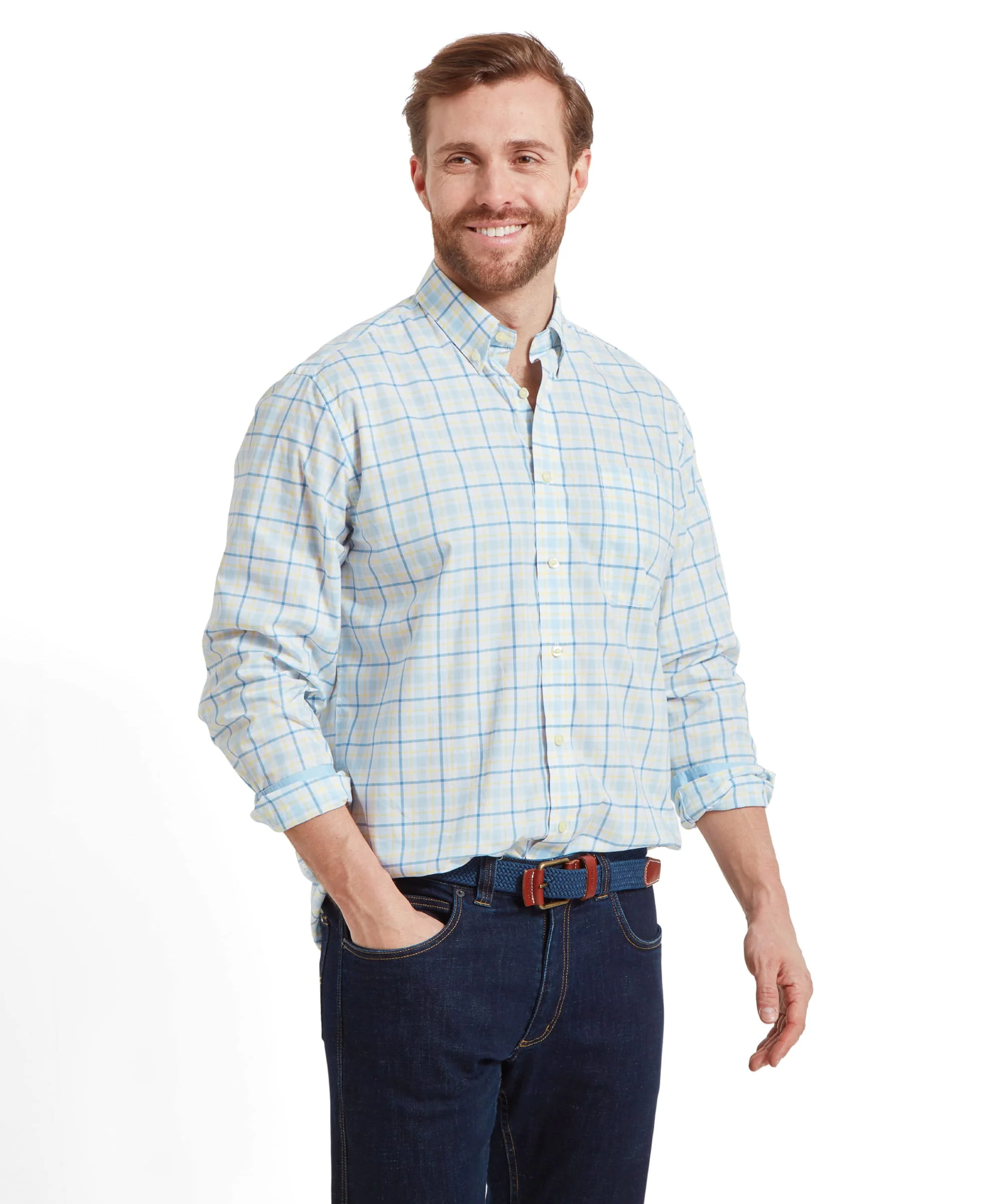 Polstead Classic Shirt - Sky Blue/Pale Blue/Yellow - Image 2