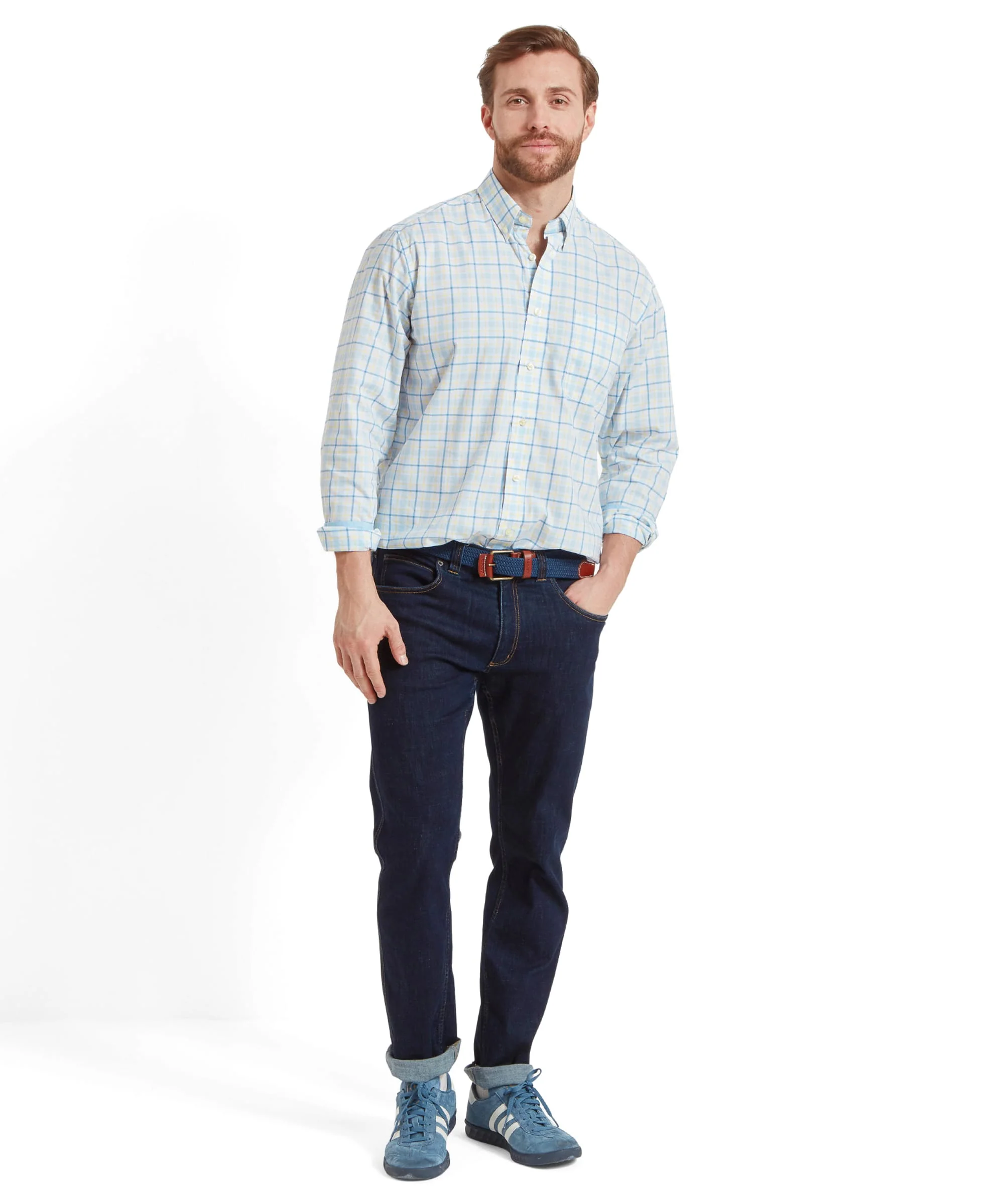 Polstead Classic Shirt - Sky Blue/Pale Blue/Yellow - Image 3