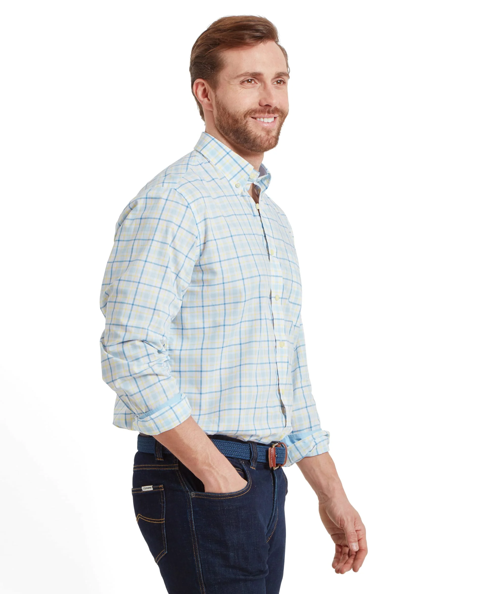 Polstead Classic Shirt - Sky Blue/Pale Blue/Yellow - Image 4