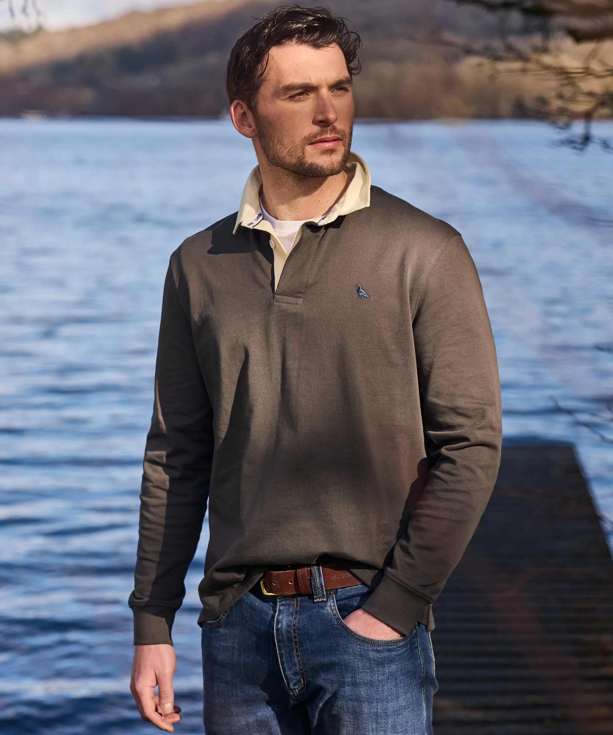 Porthallow Rugby Shirt - Peat Green - Image 2