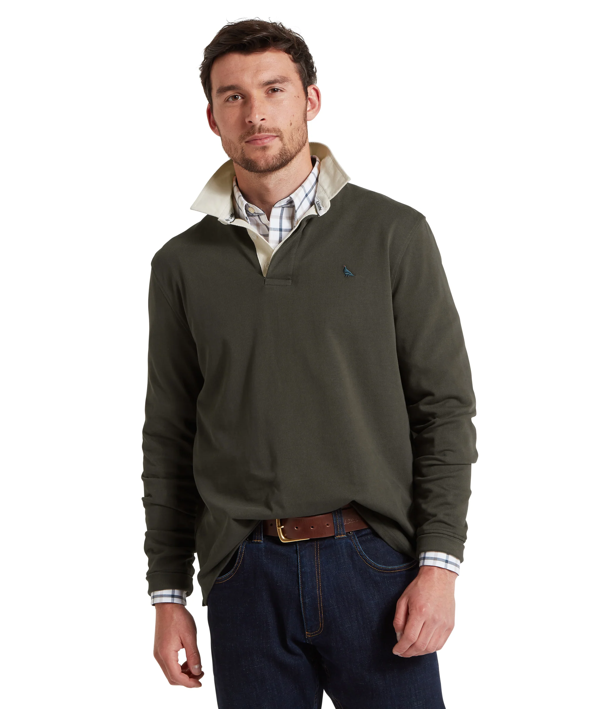 Porthallow Rugby Shirt - Peat Green - Image 3