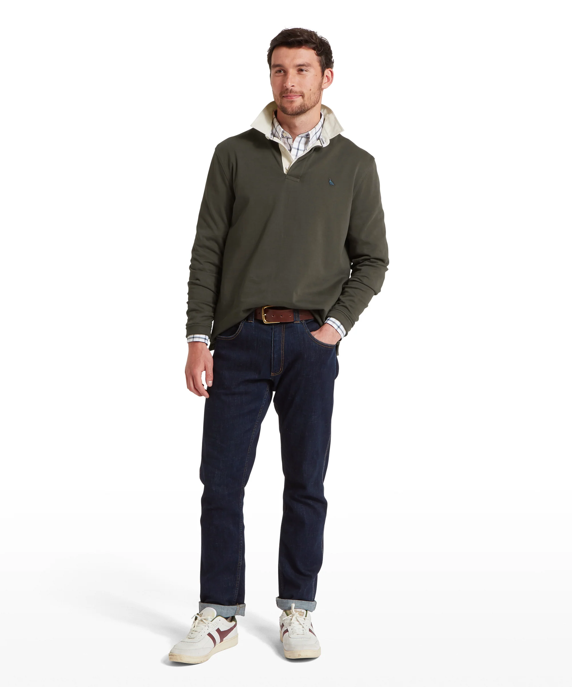 Porthallow Rugby Shirt - Peat Green - Image 4