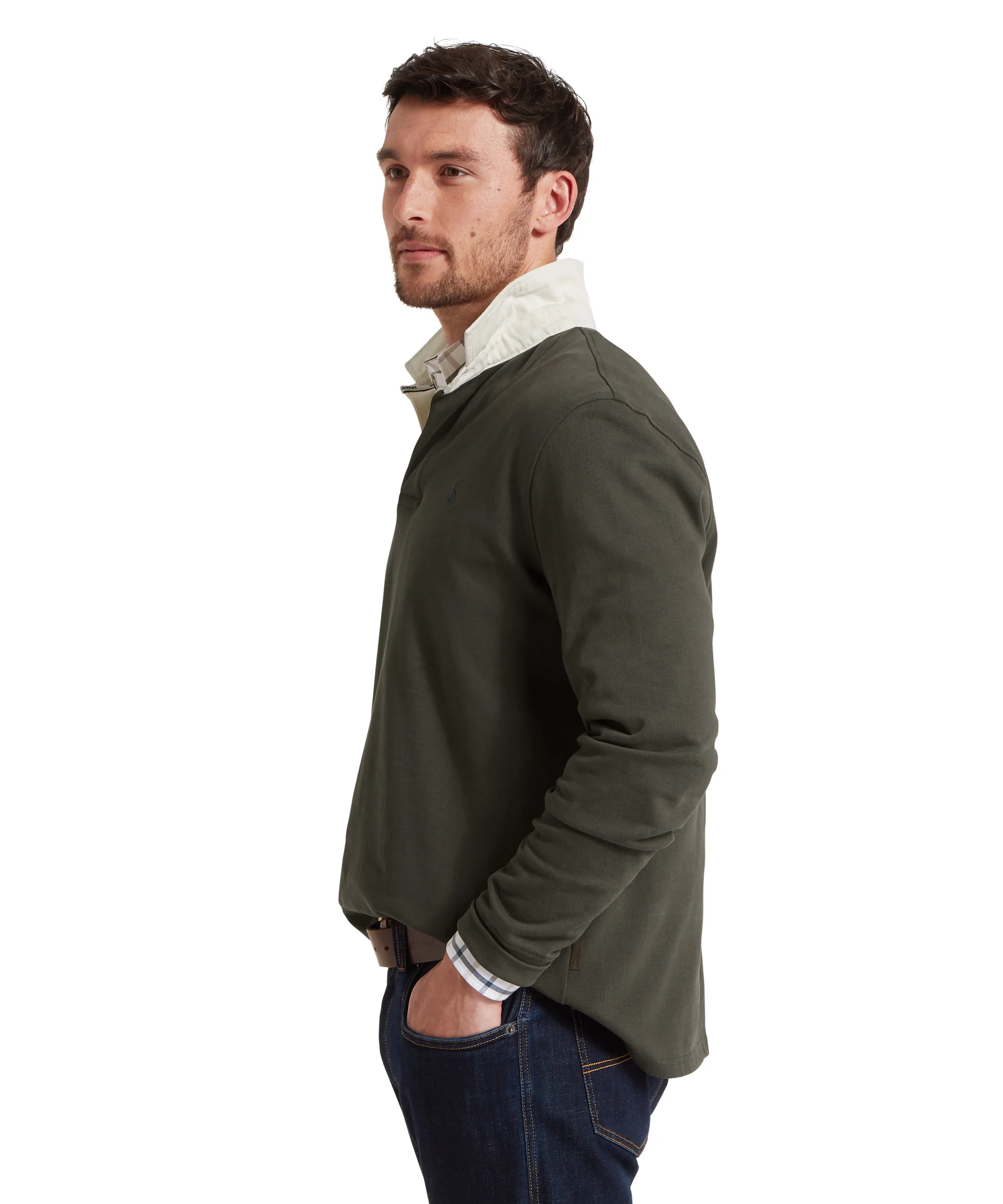 Porthallow Rugby Shirt - Peat Green - Image 5
