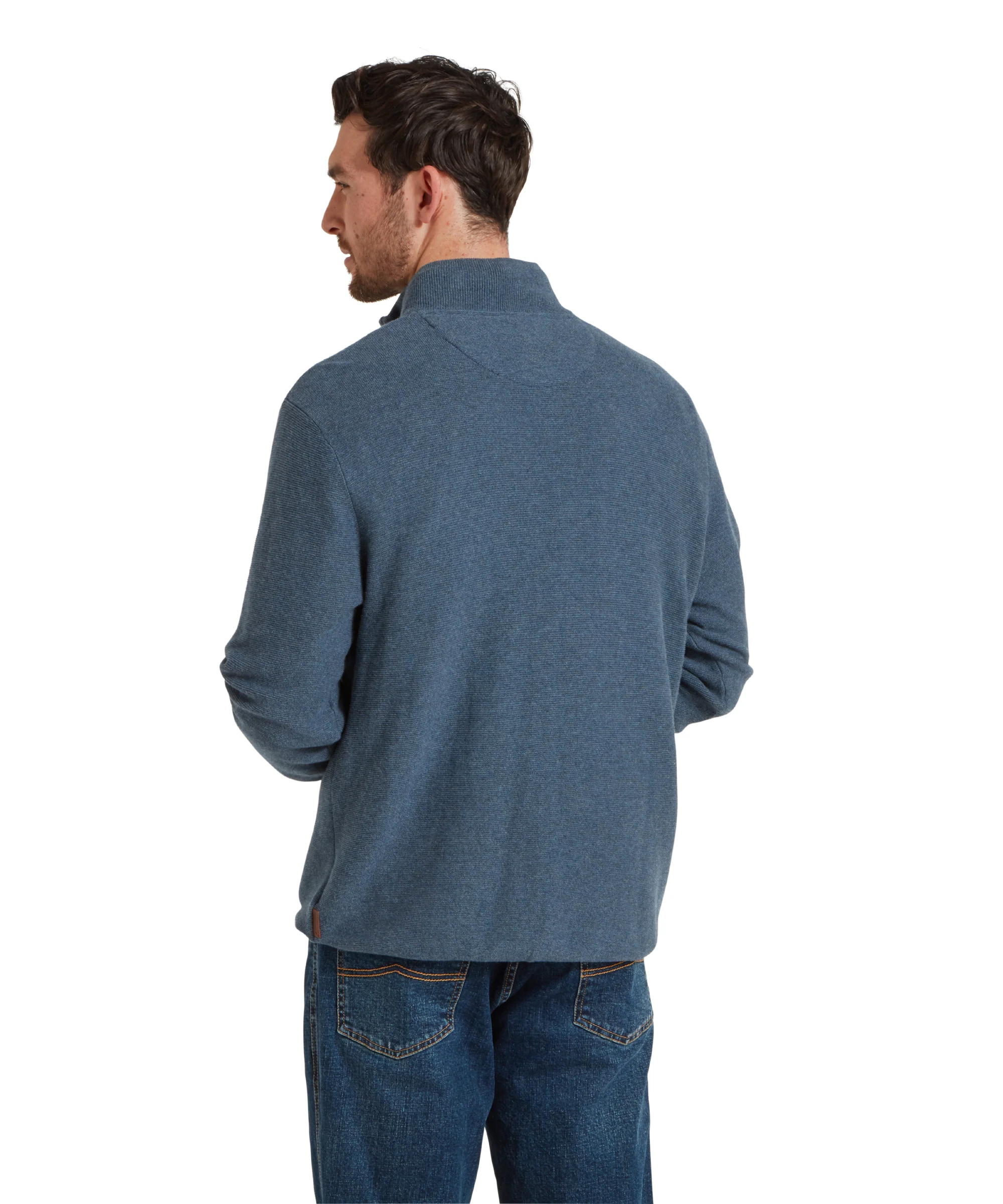 Porthleven Quarter Zip Jumper - Dark Pigeon Blue - Image 5