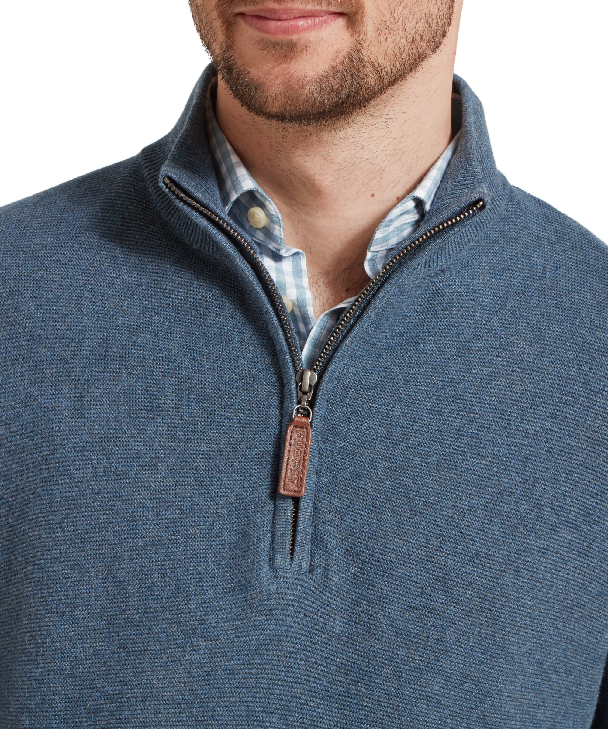 Porthleven Quarter Zip Jumper - Dark Pigeon Blue - Image 6