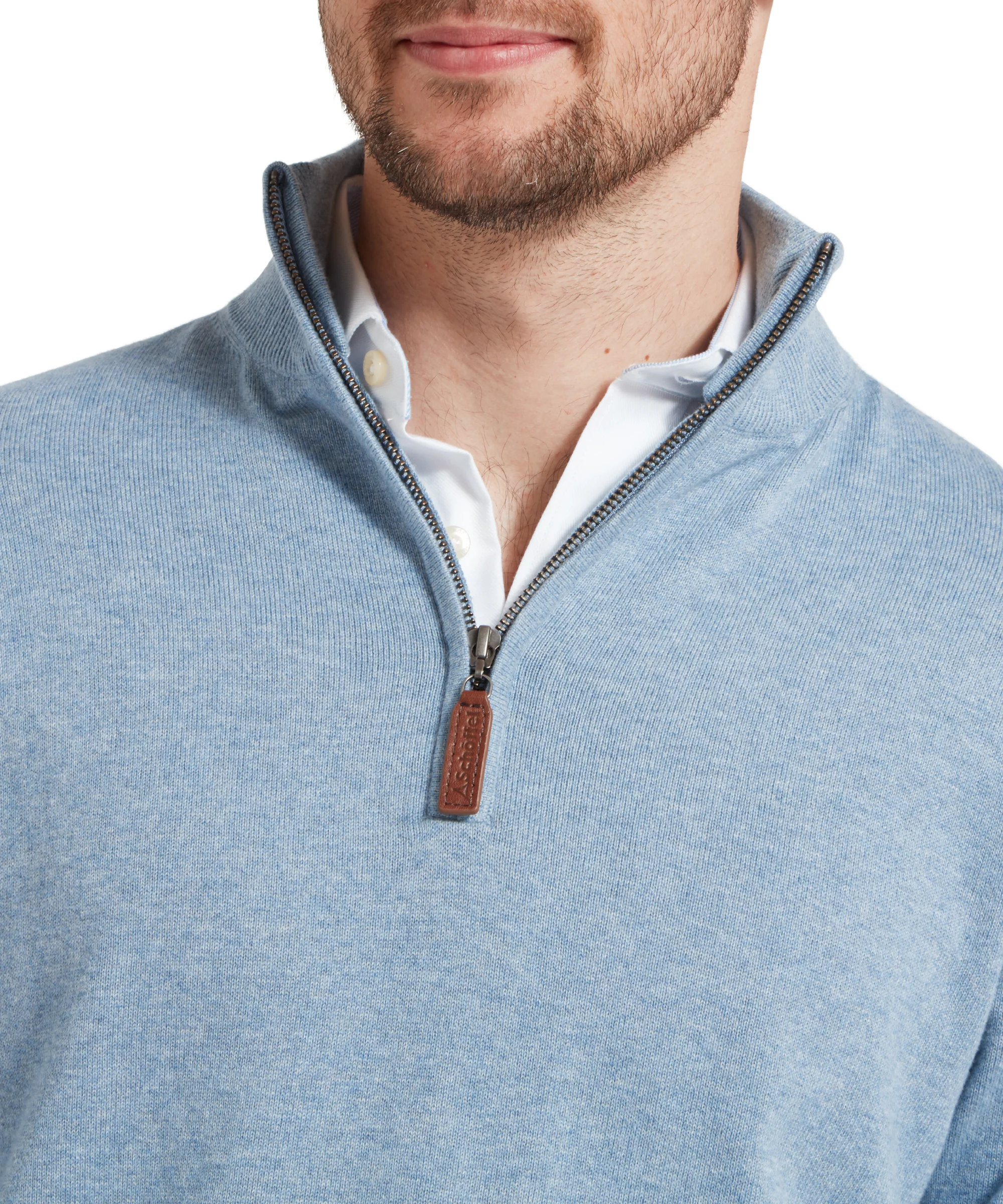 Porthmeor Pima Cotton Quarter Zip Jumper - Denim Blue - Image 6