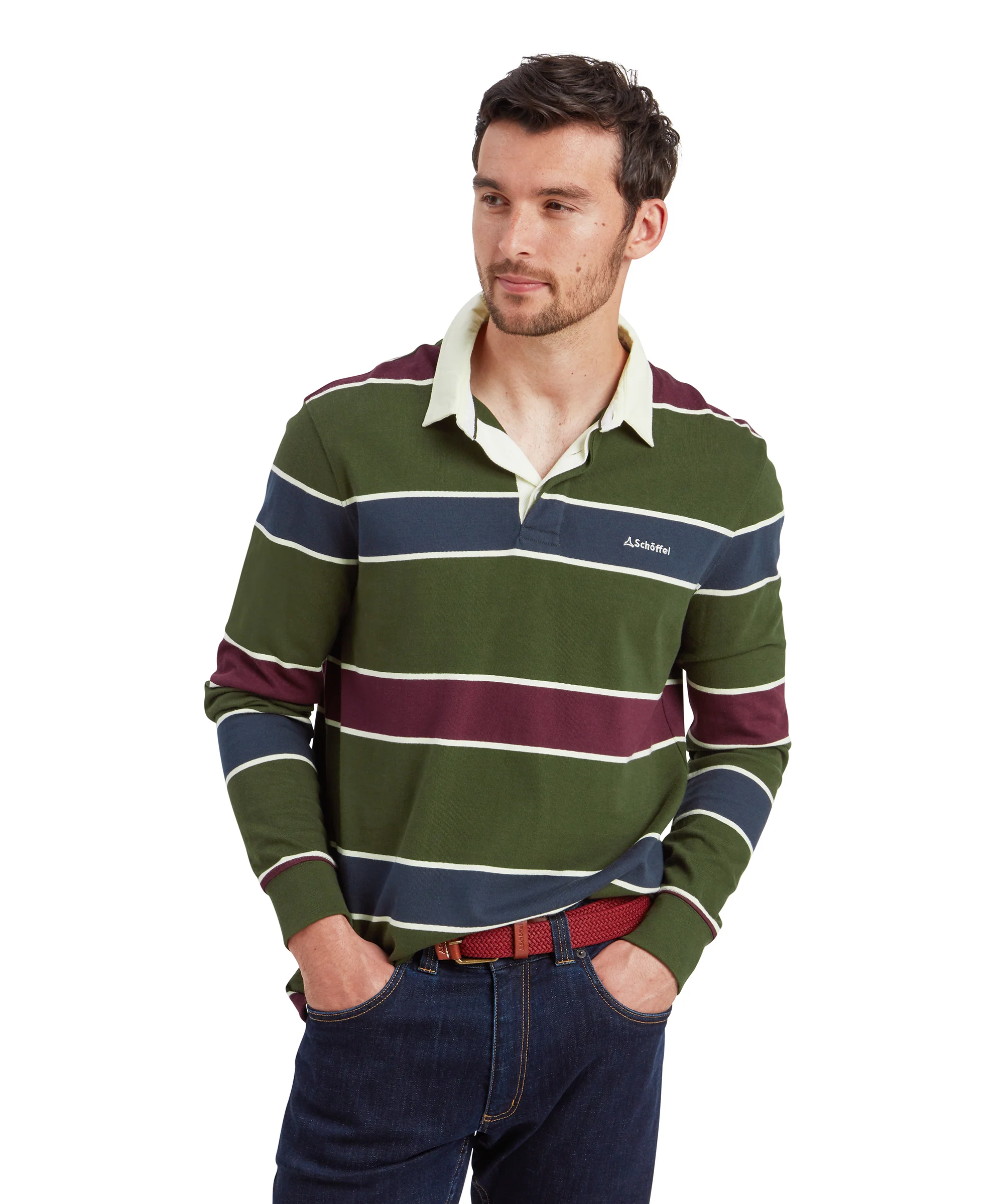 Porthtowan Rugby Top - Woodland/Wine - Image 2
