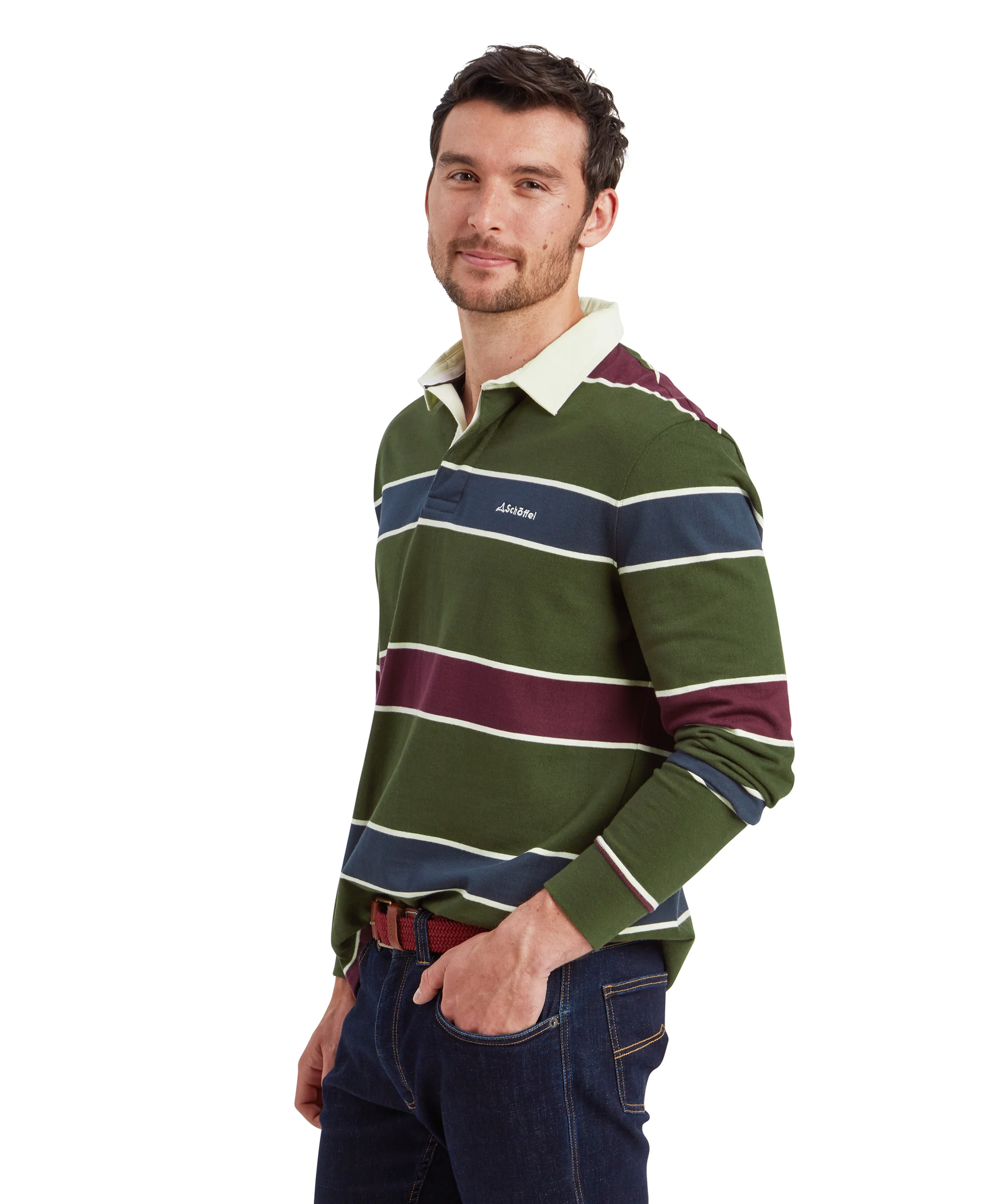 Porthtowan Rugby Top - Woodland/Wine - Image 4