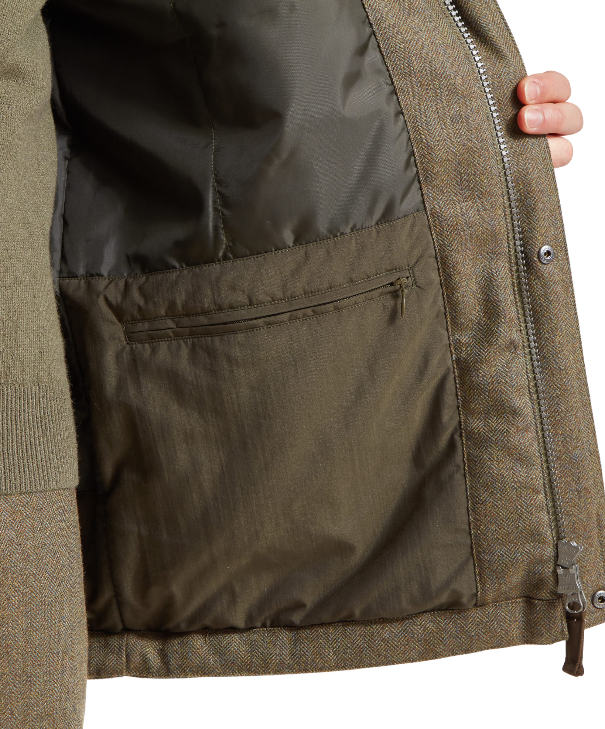 Ptarmigan Tweed Classic Coat - Loden Green Herringbone Tweed - Image 10