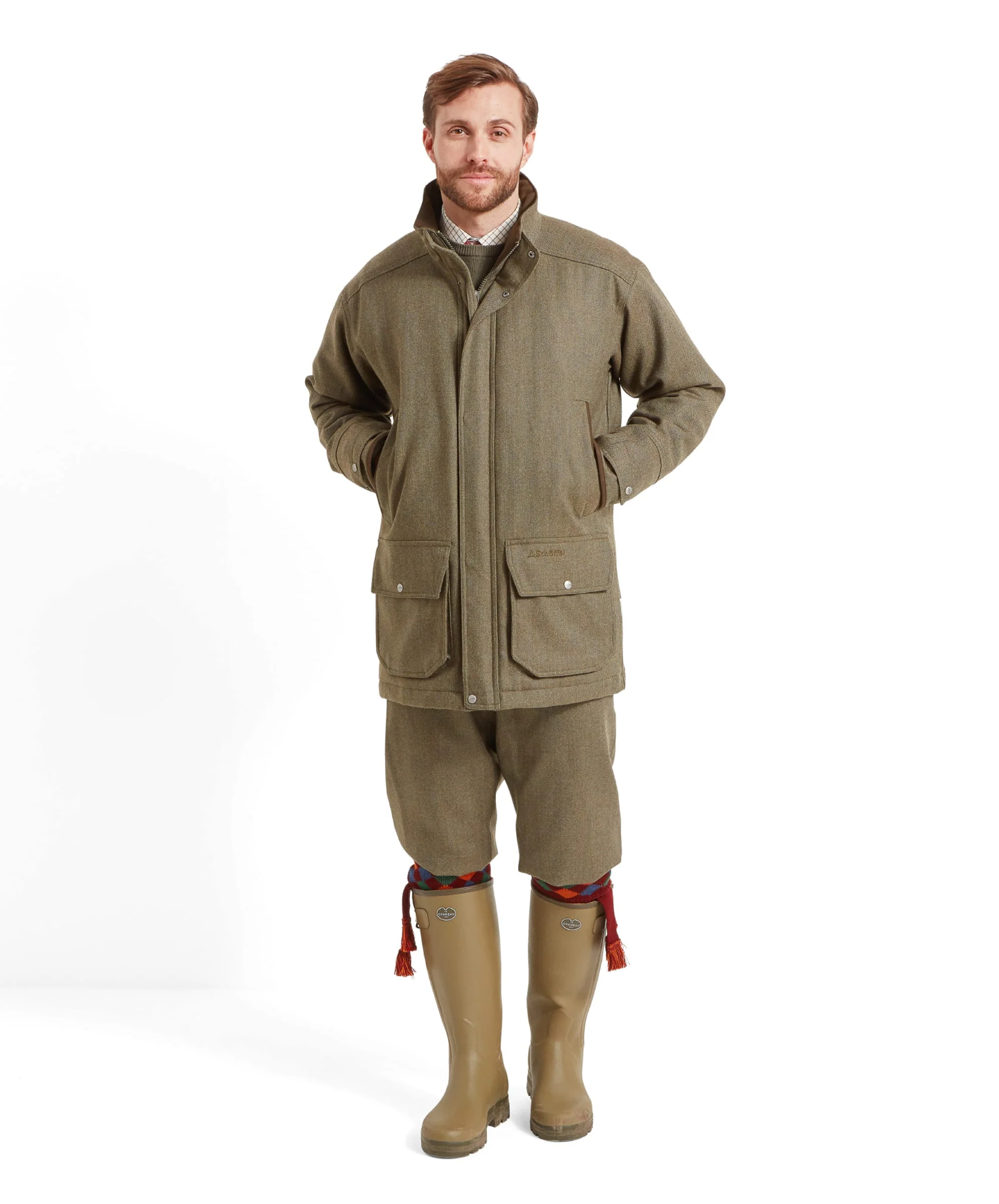 Ptarmigan Tweed Classic Coat - Loden Green Herringbone Tweed - Image 3