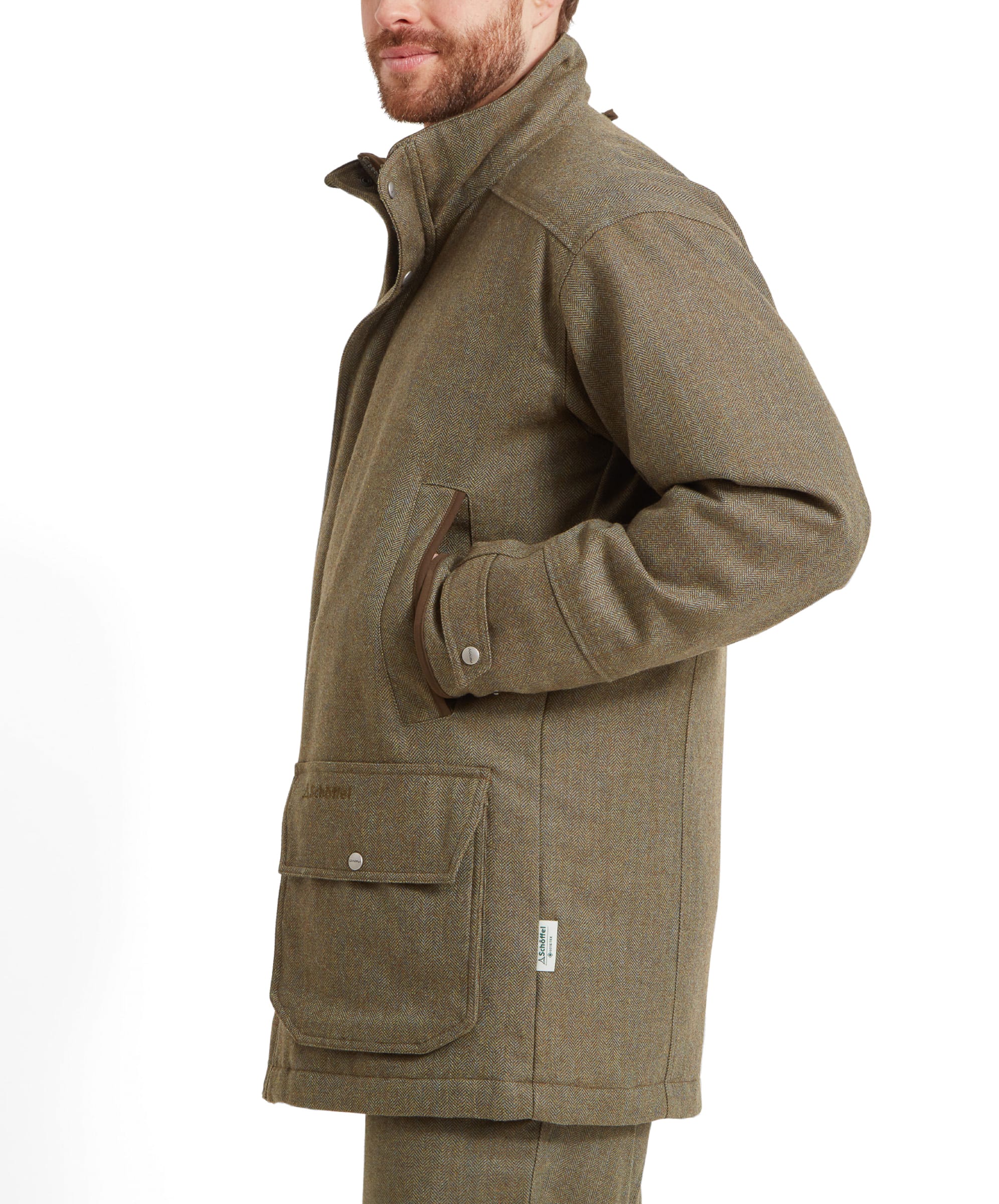 Ptarmigan Tweed Classic Coat - Loden Green Herringbone Tweed - Image 4