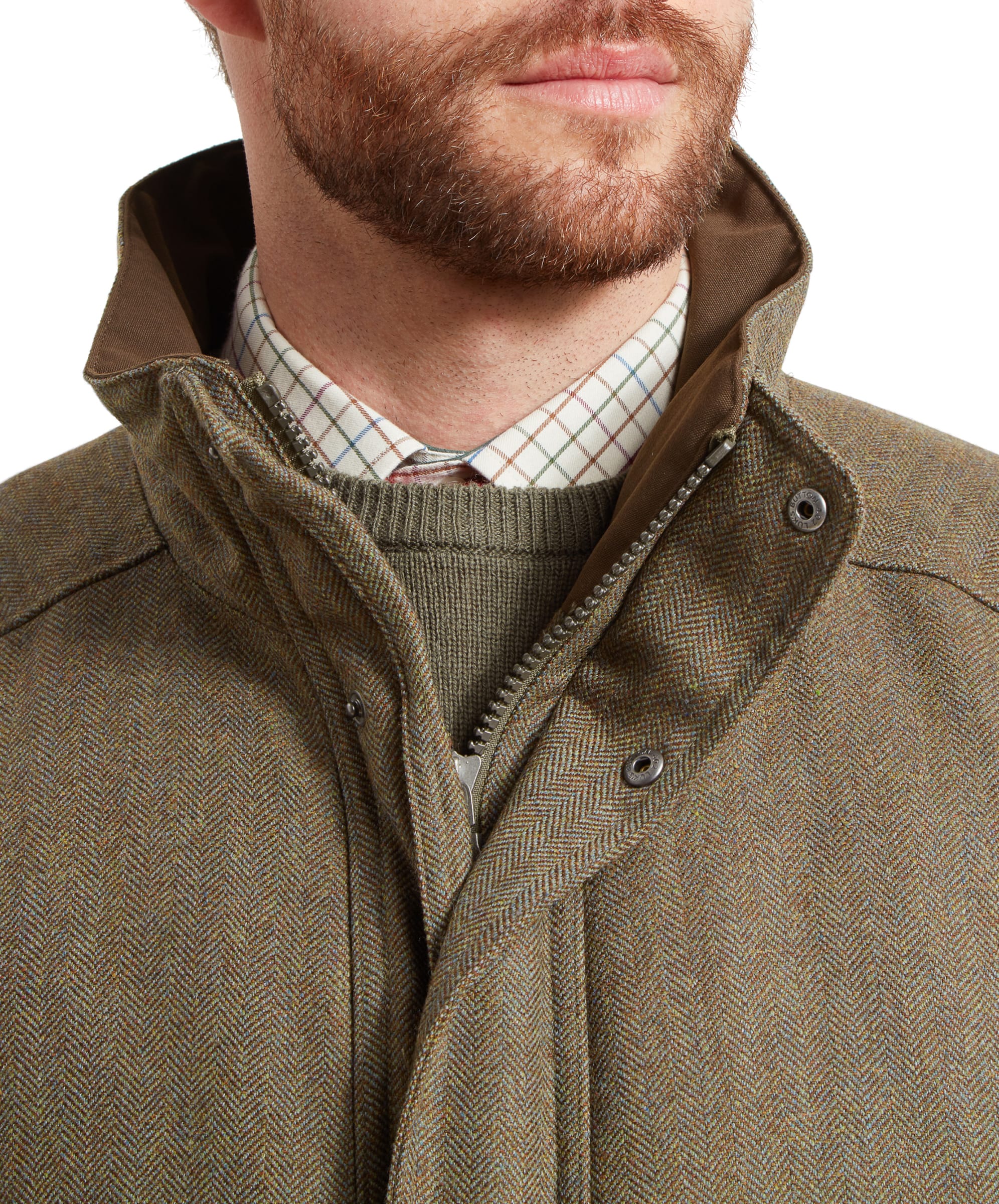 Ptarmigan Tweed Classic Coat - Loden Green Herringbone Tweed - Image 6