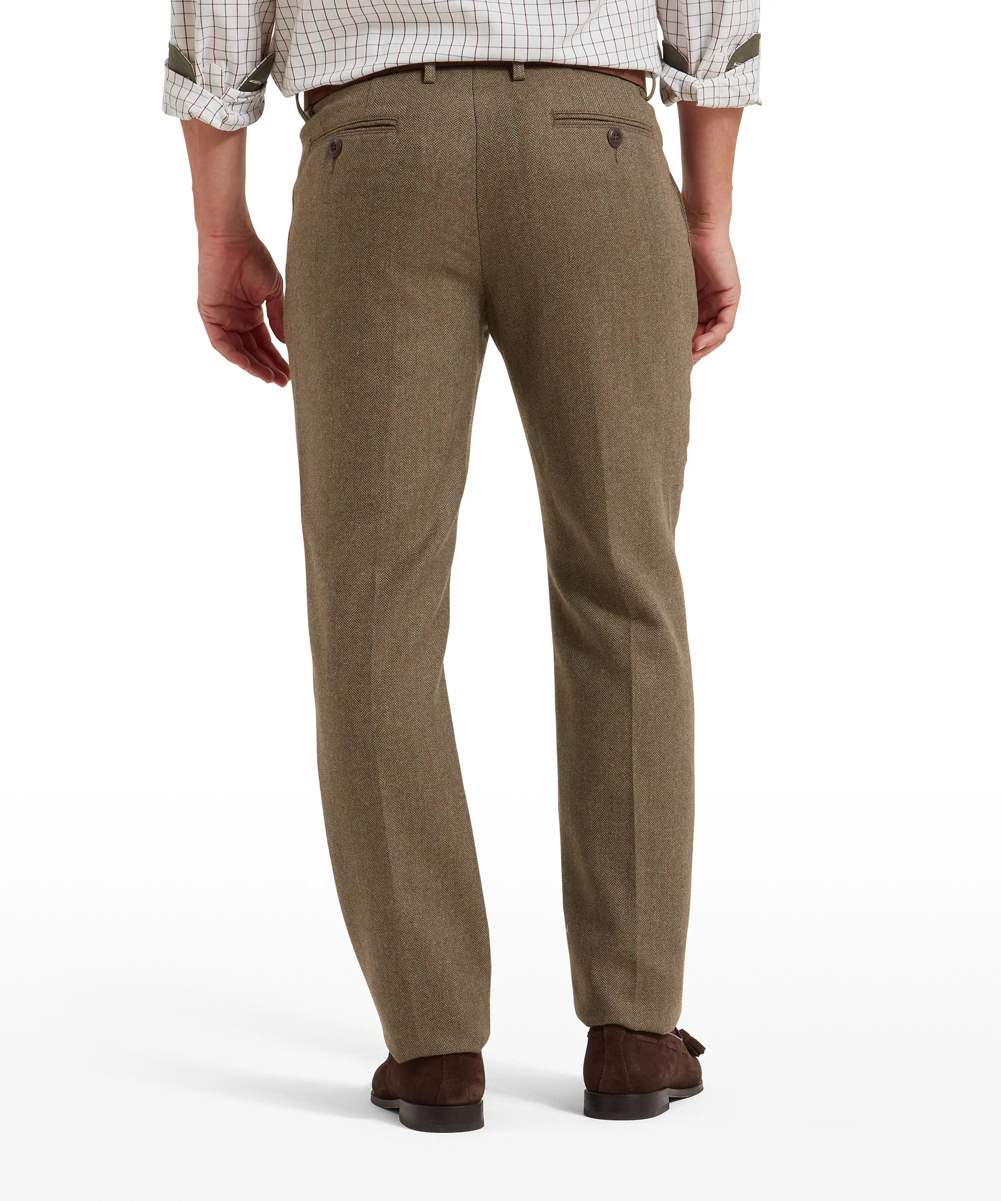 Ross Tweed Trousers - Loden Green Herringbone Tweed - Image 5