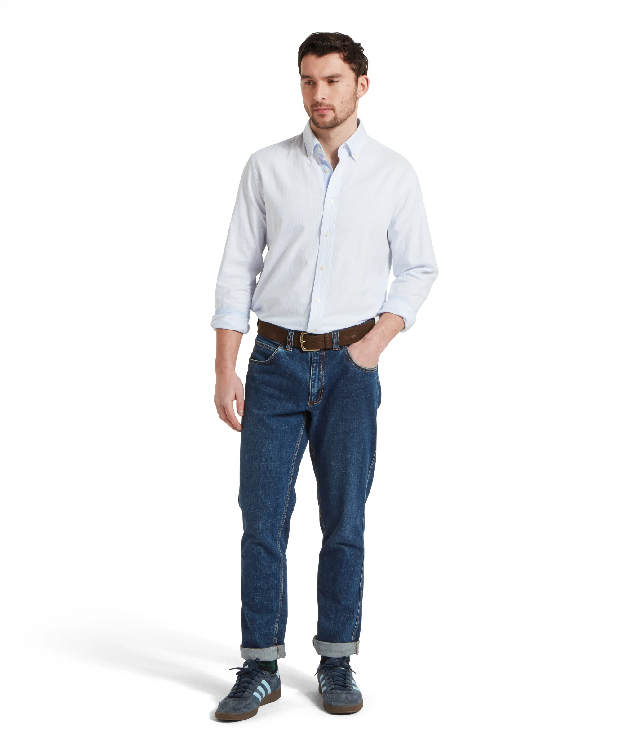 Holt Soft Oxford Tailored Shirt - Pale Blue Stripe - Image 3