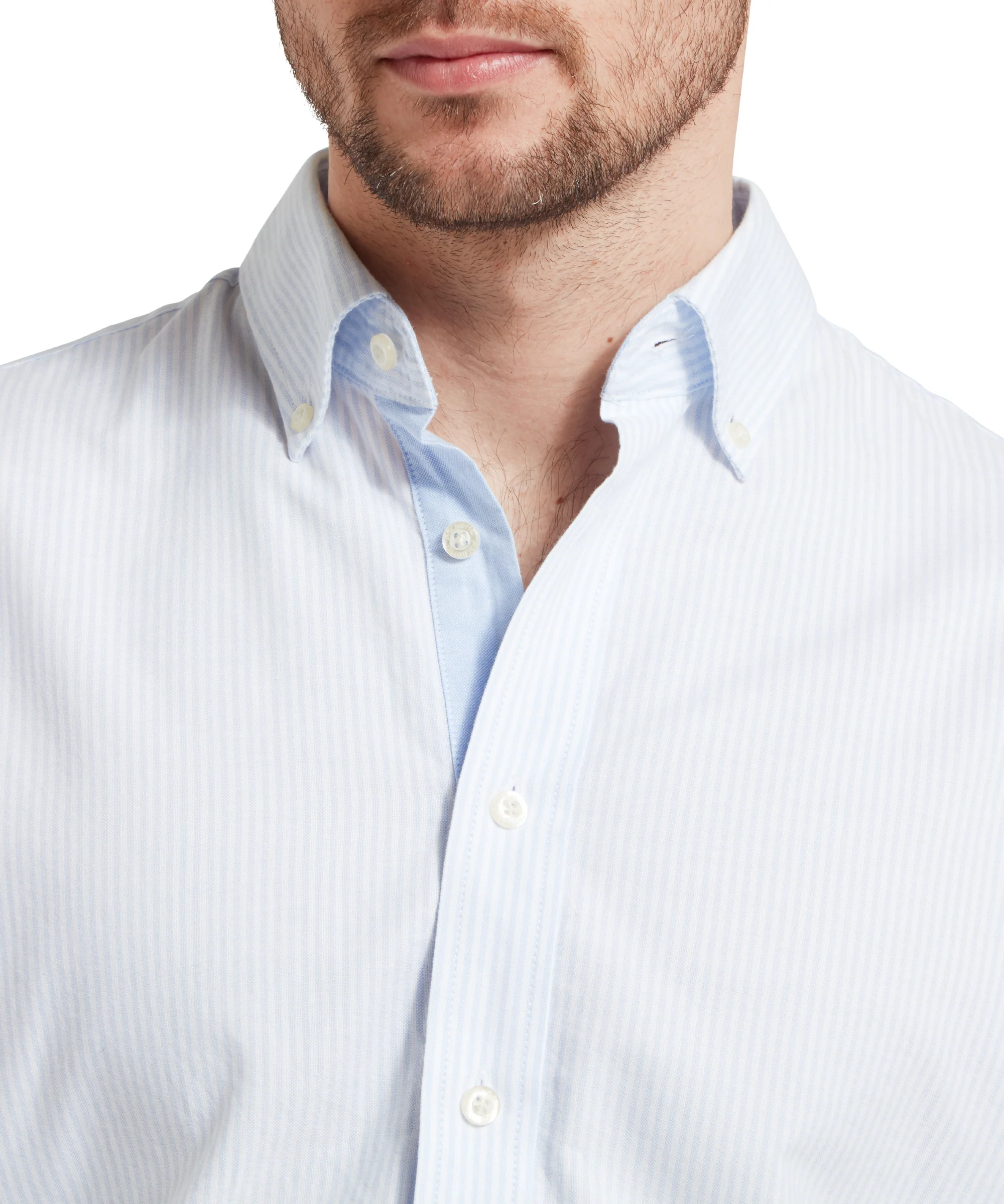 Holt Soft Oxford Tailored Shirt - Pale Blue Stripe - Image 6