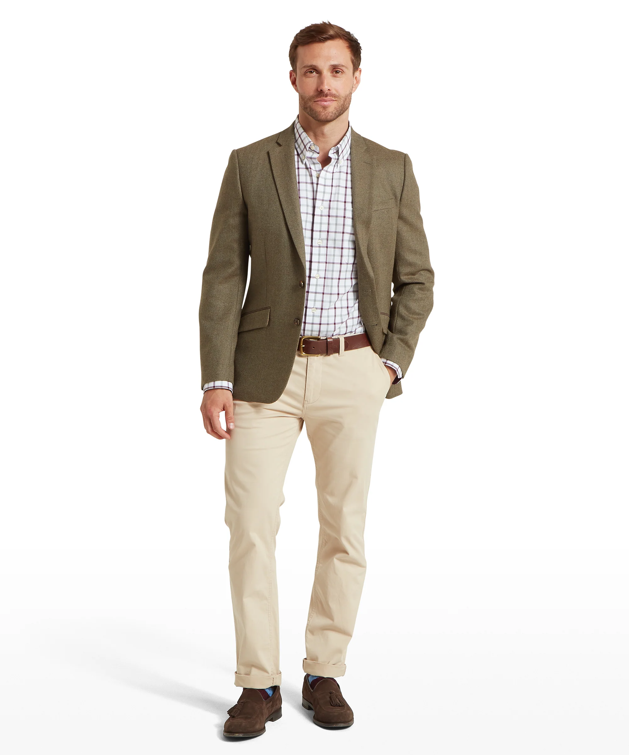 St Andrews Tweed Sports Jacket - Loden Green Herringbone Tweed - Image 4