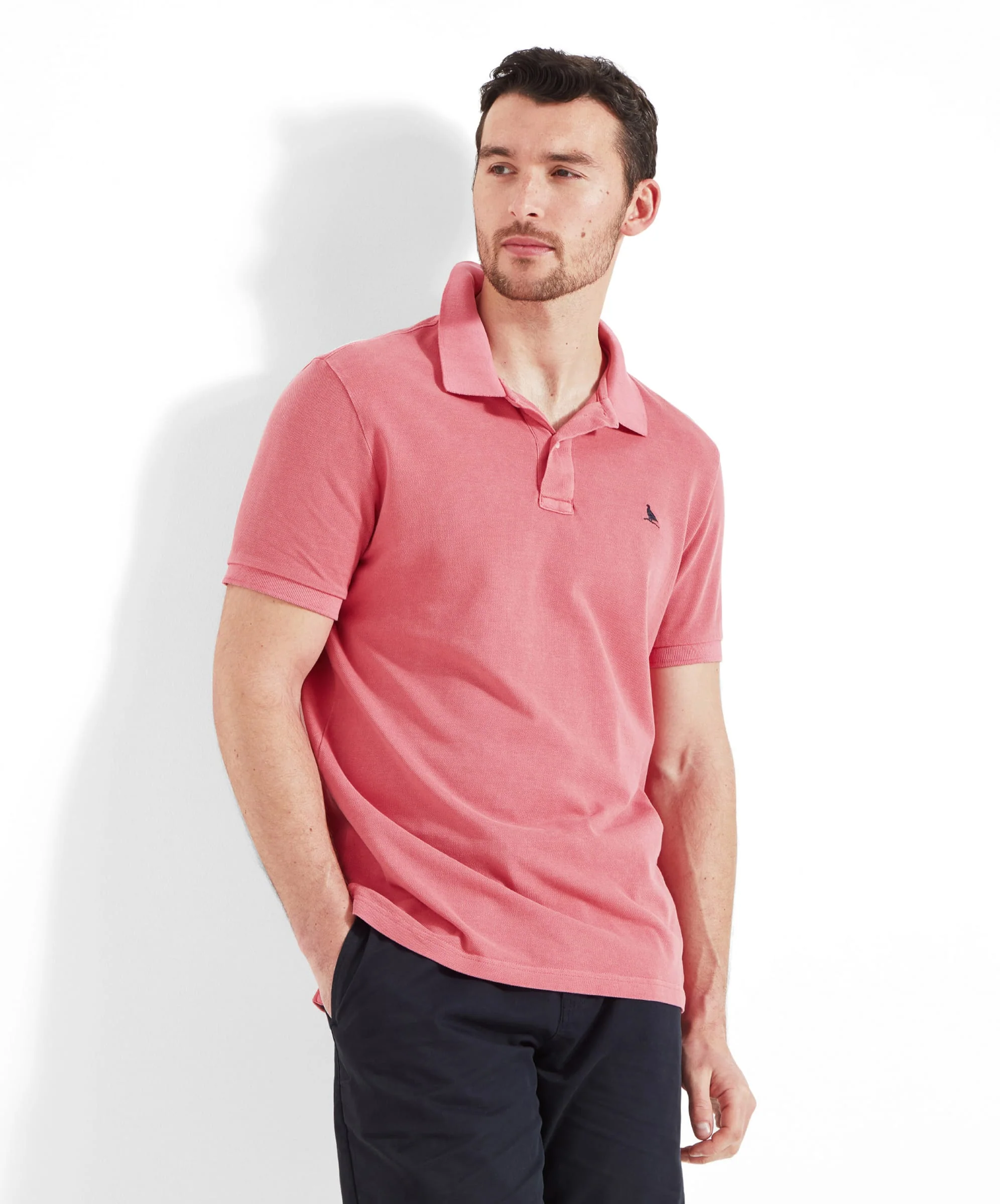 St Ives Garment Dyed Polo Shirt - Coral - Image 2