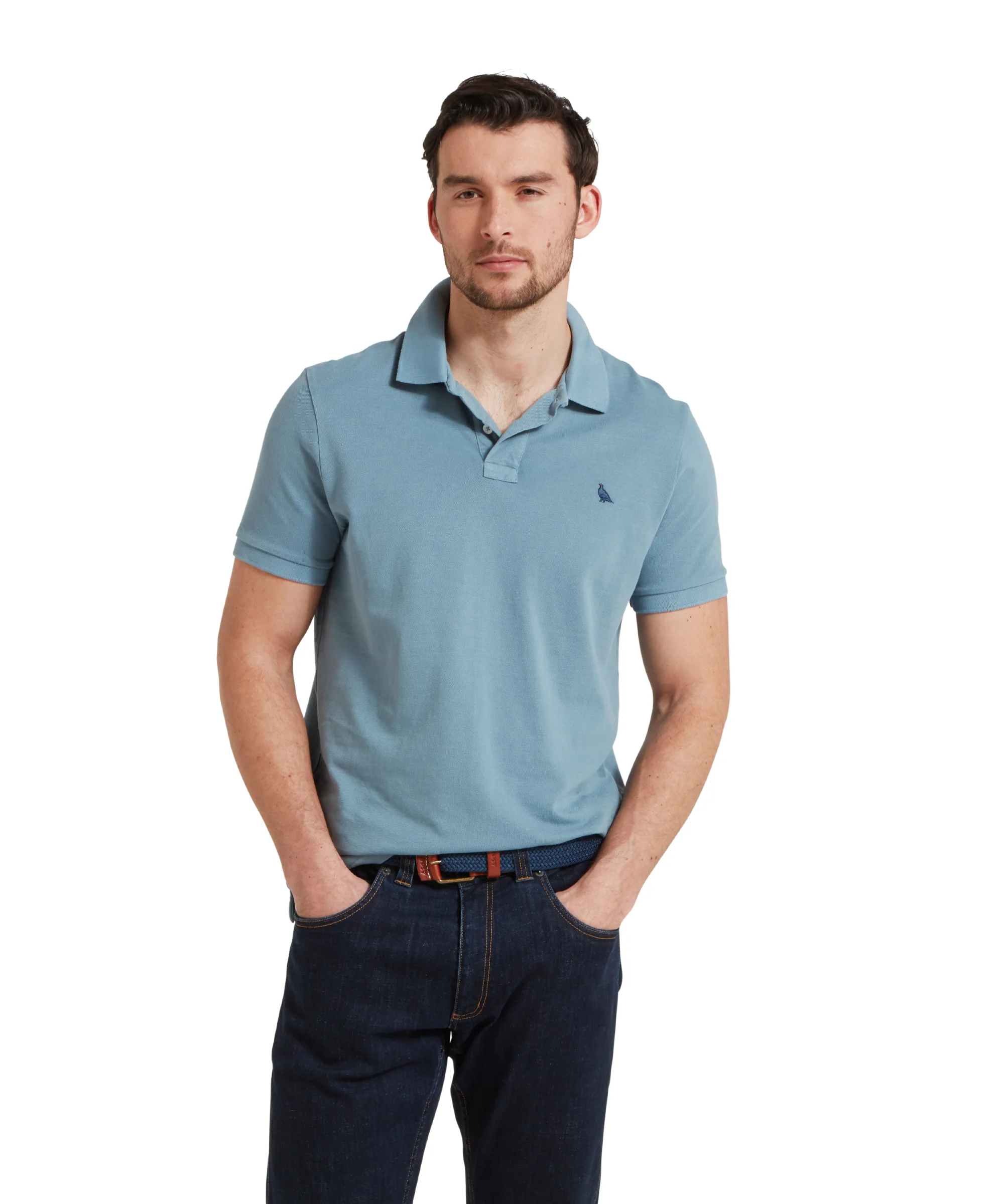 St Ives Garment Dyed Polo Shirt - Dark Pigeon Blue - Image 3