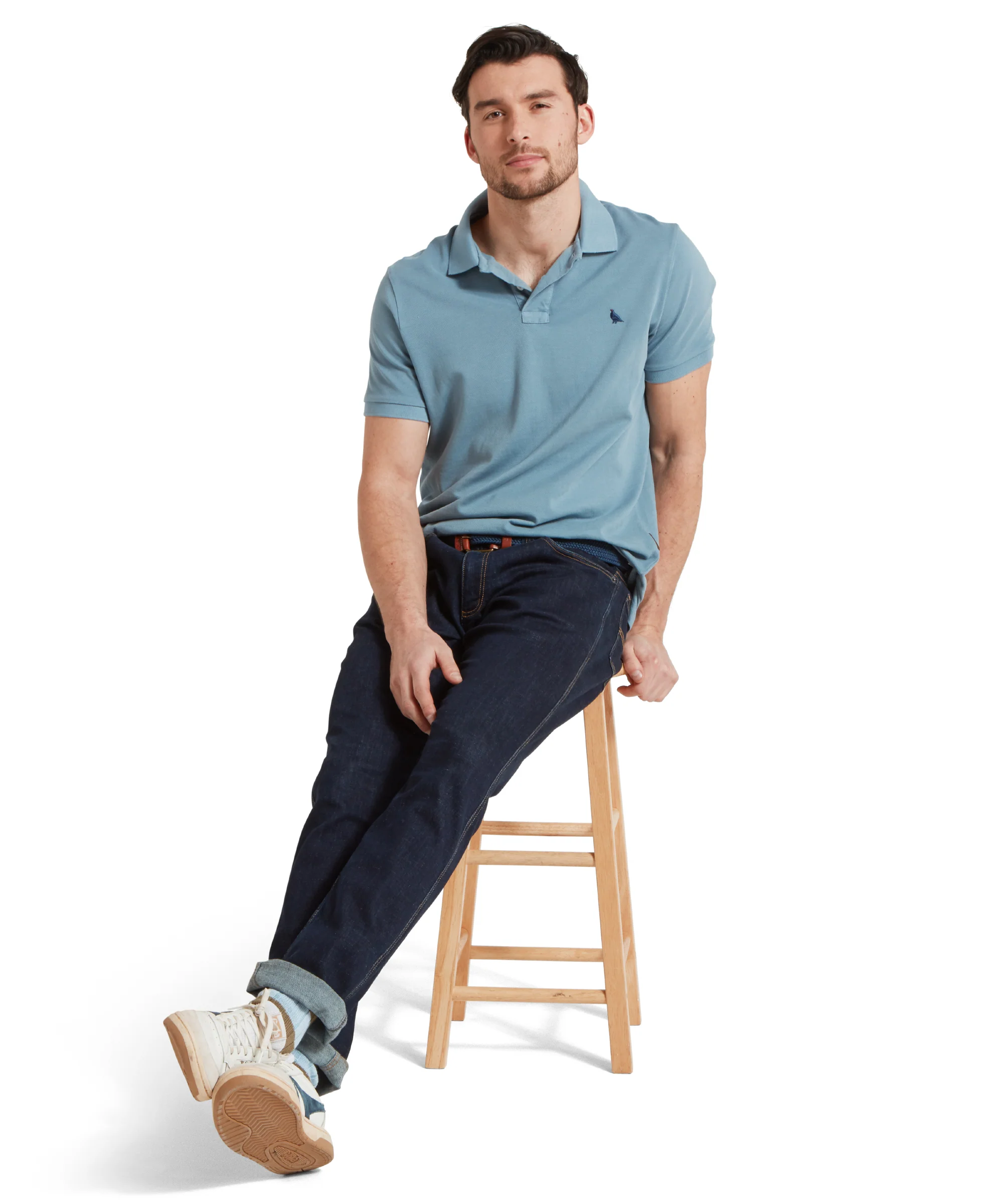 St Ives Garment Dyed Polo Shirt - Dark Pigeon Blue - Image 4