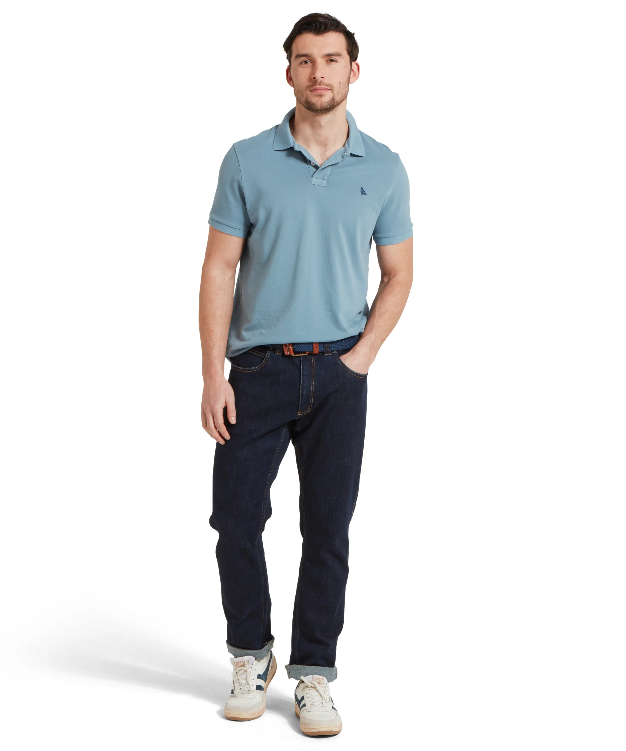 St Ives Garment Dyed Polo Shirt - Dark Pigeon Blue - Image 5