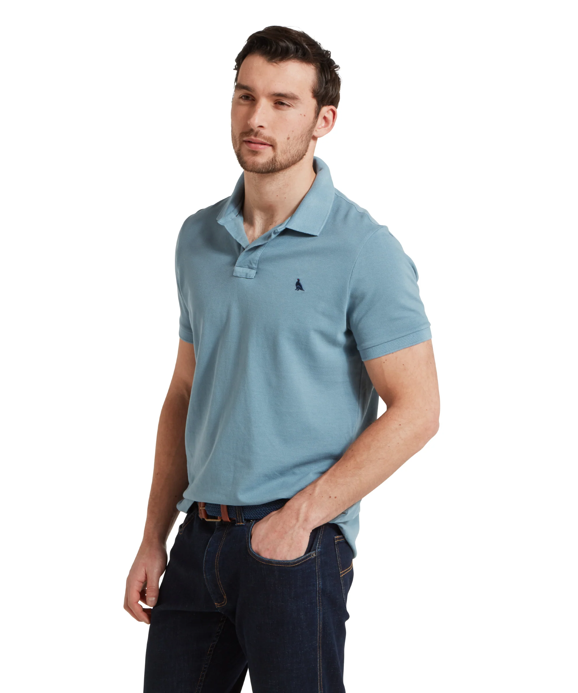 St Ives Garment Dyed Polo Shirt - Dark Pigeon Blue - Image 6