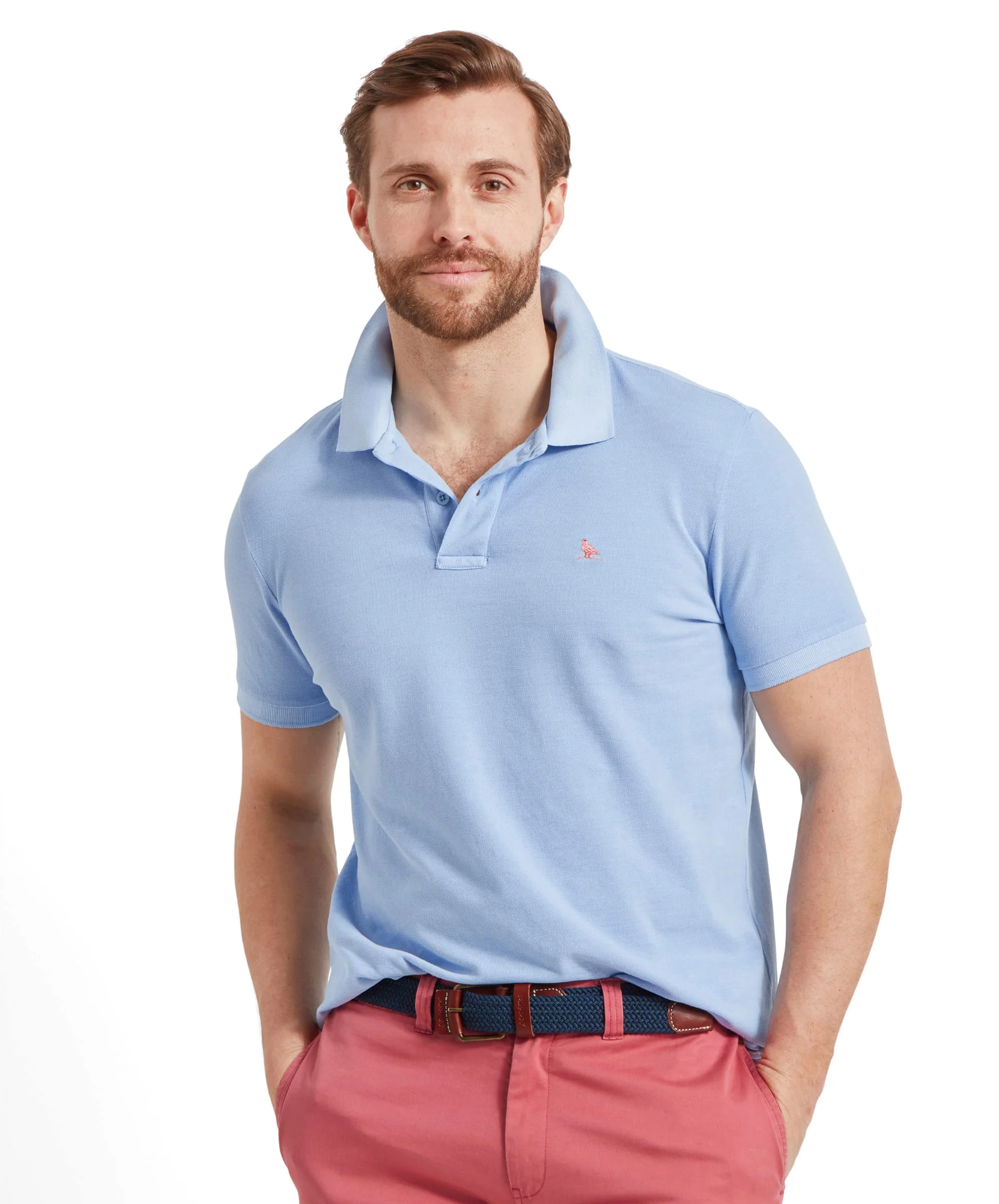 St Ives Garment Dyed Polo Shirt - Pale Blue - Image 2