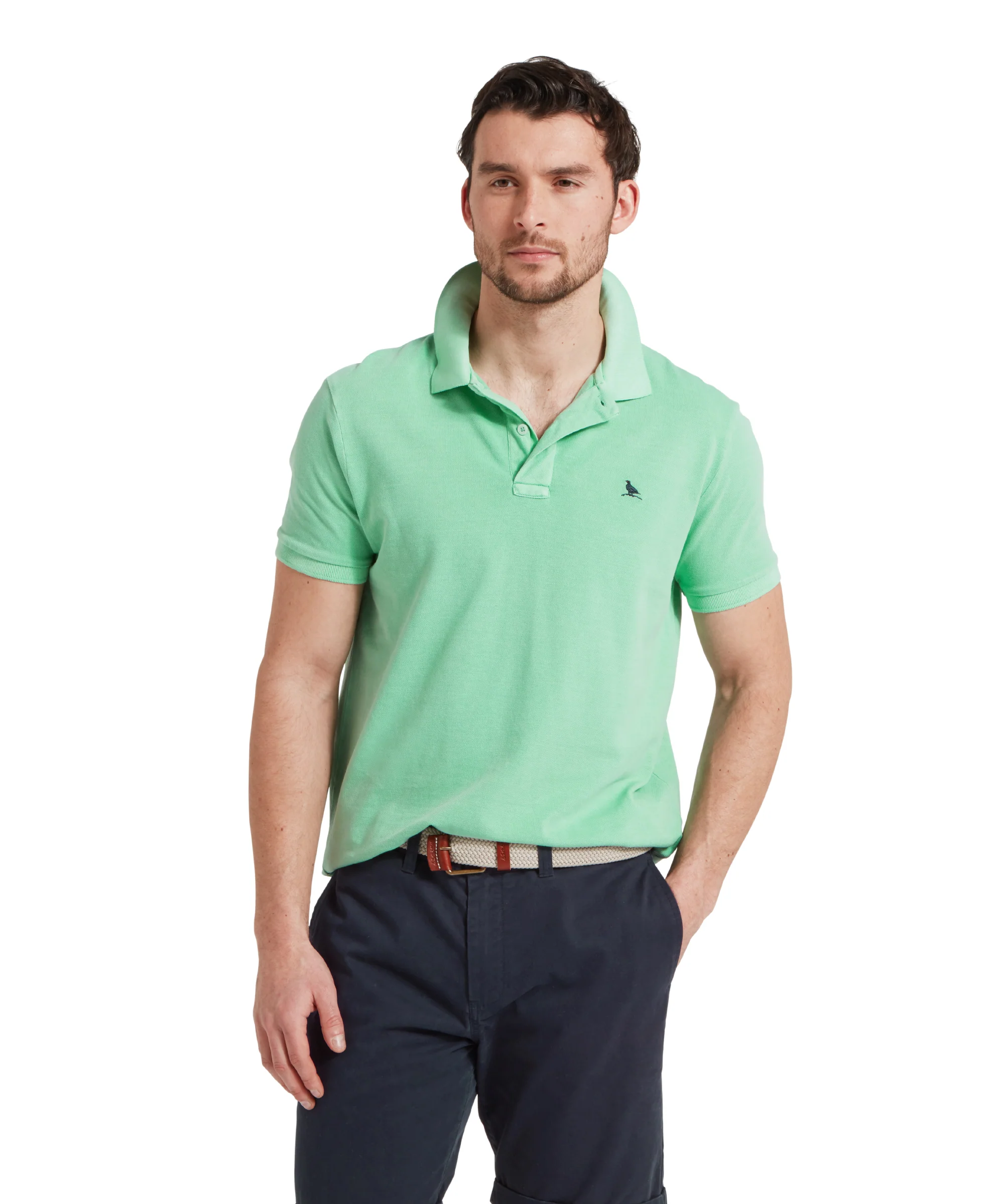 St Ives Garment Dyed Polo Shirt - Sea Green - Image 3